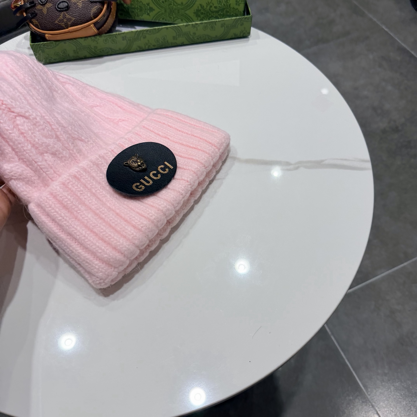 新款古奇 兔毛毛线帽