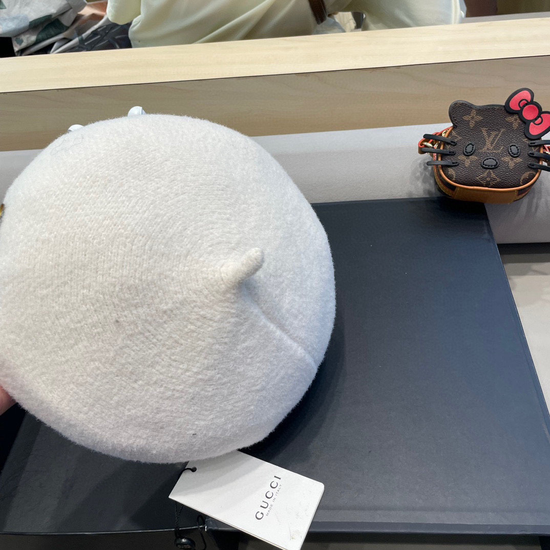 GUCCI古奇贝雷帽女秋冬韩版日系百搭纯色针织文艺画家帽南瓜帽蓓蕾帽子