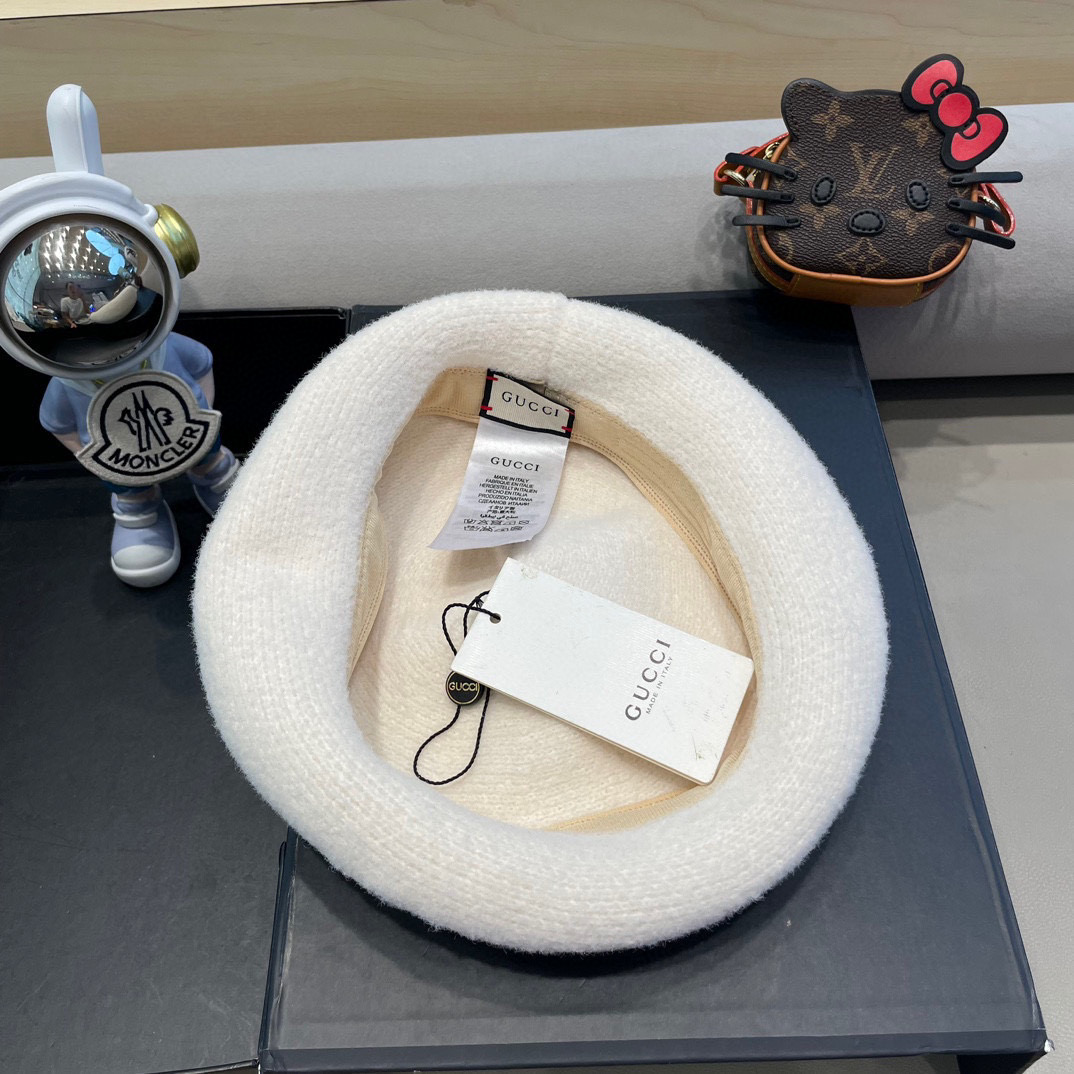 GUCCI古奇贝雷帽女秋冬韩版日系百搭纯色针织文艺画家帽南瓜帽蓓蕾帽子