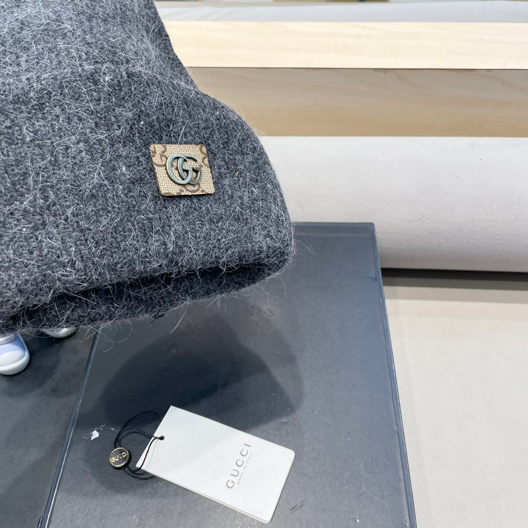Gucci古奇秋冬新款毛线帽，羊毛面料，男女同款