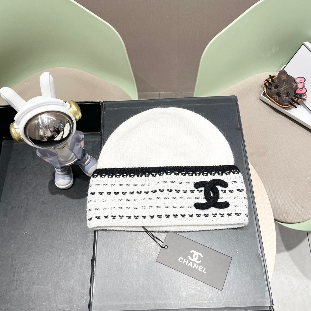 Chanel韩国韩版新款小香风帽子针织百搭秋冬字母毛线帽冷帽保暖护耳时尚