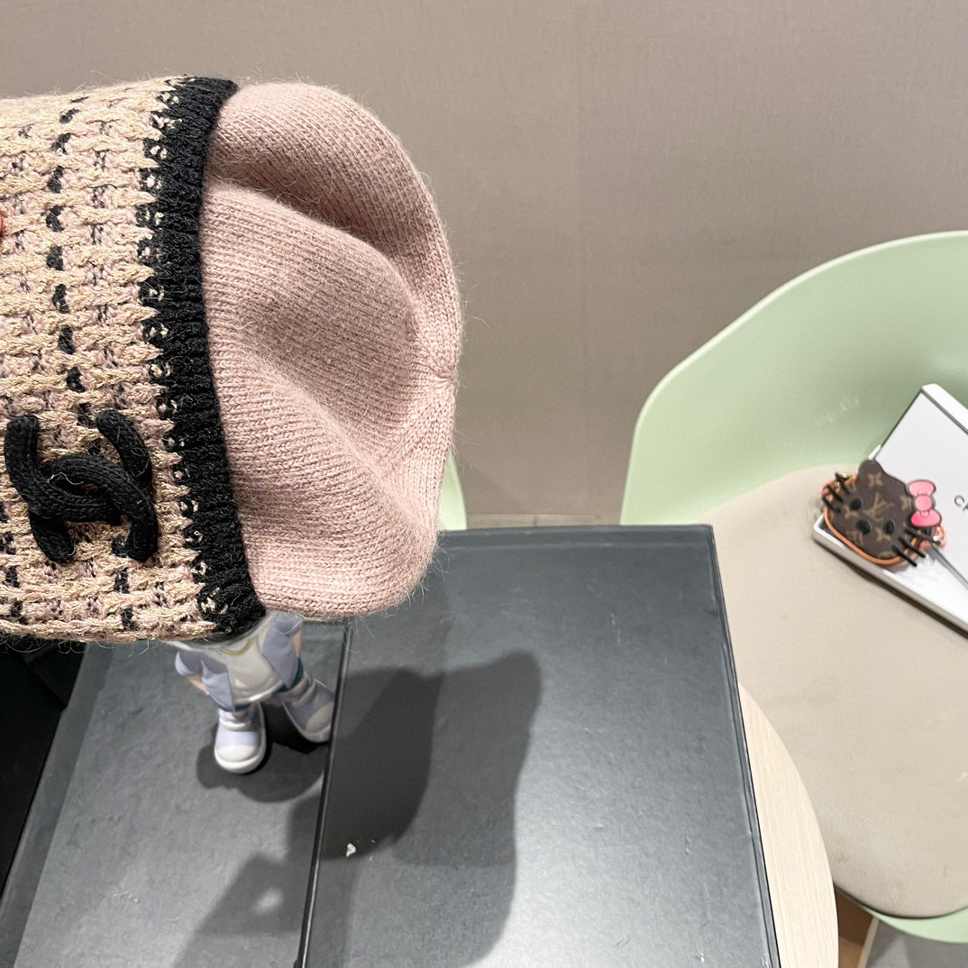 Chanel韩国韩版新款小香风帽子针织百搭秋冬字母毛线帽冷帽保暖护耳时尚