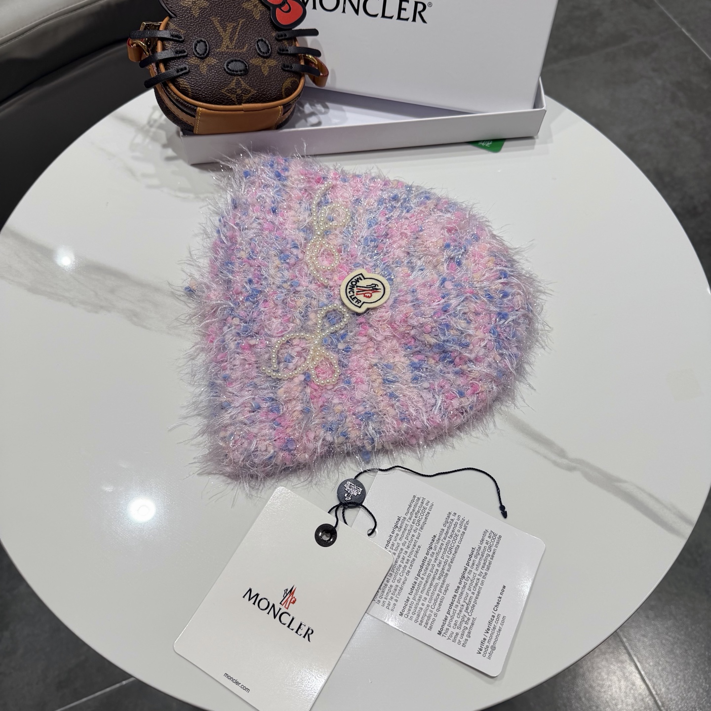 蒙口蝴蝶结毛绒渔夫帽子女2025新款冬季加厚保暖护耳针织帽大头围盆帽