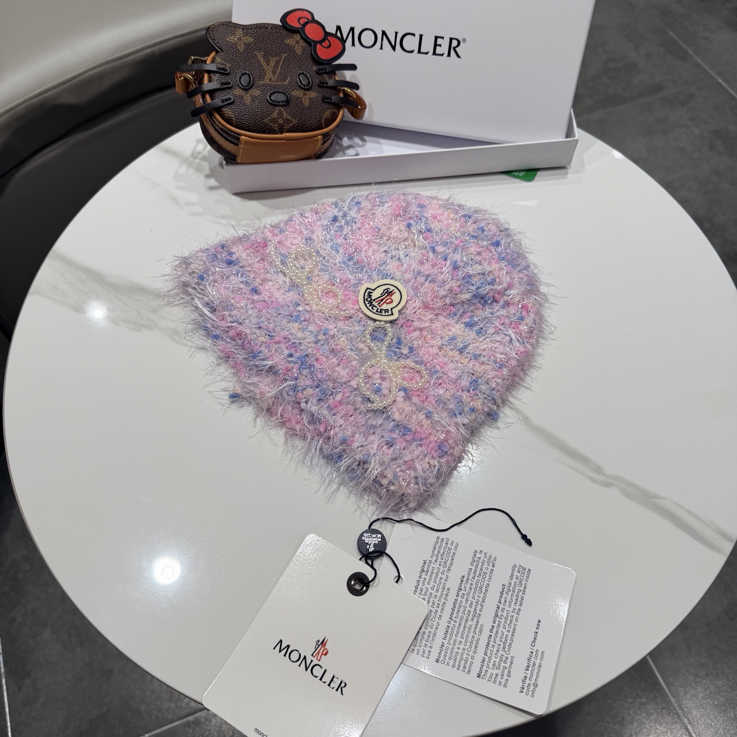 蒙口蝴蝶结毛绒渔夫帽子女2025新款冬季加厚保暖护耳针织帽大头围盆帽