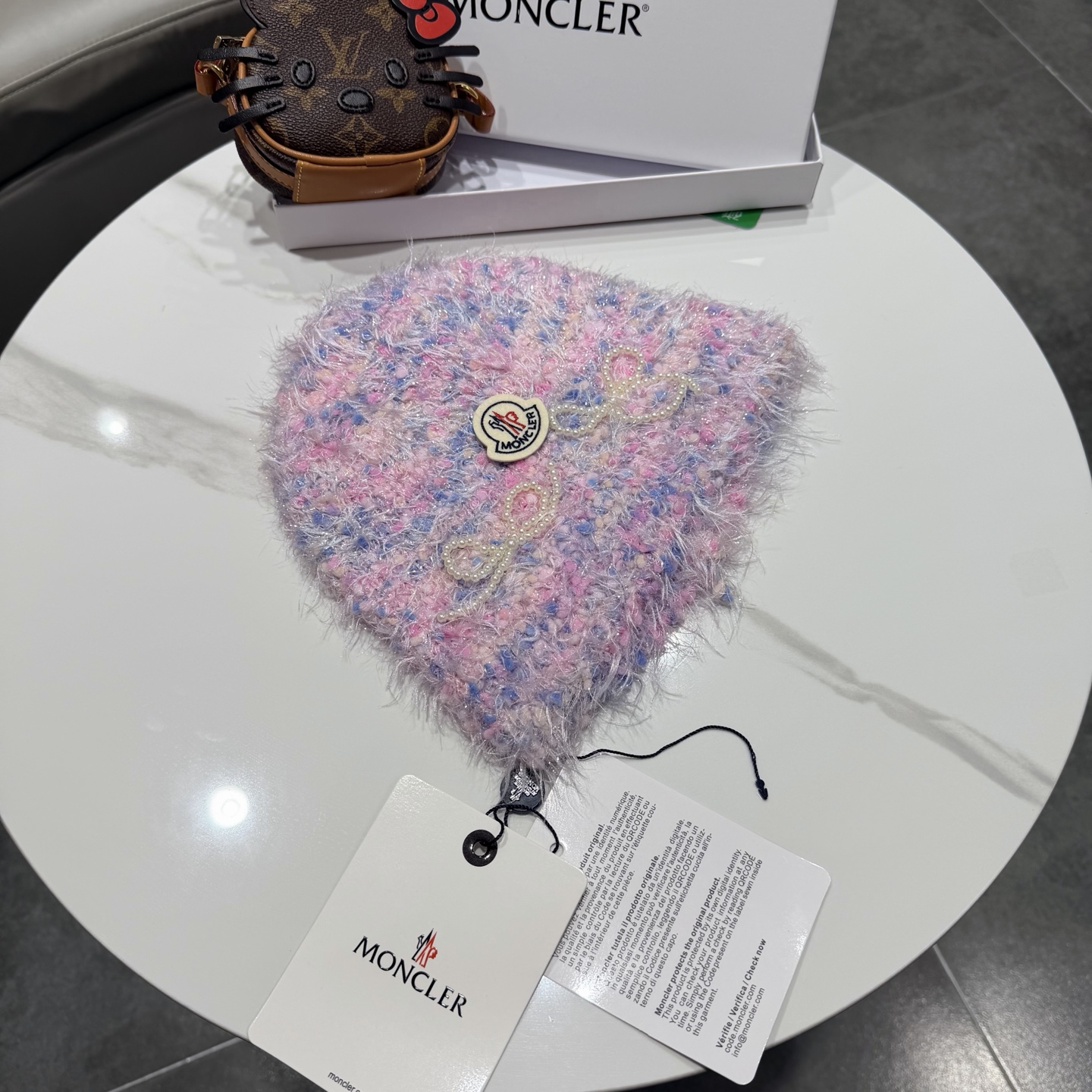 蒙口蝴蝶结毛绒渔夫帽子女2025新款冬季加厚保暖护耳针织帽大头围盆帽