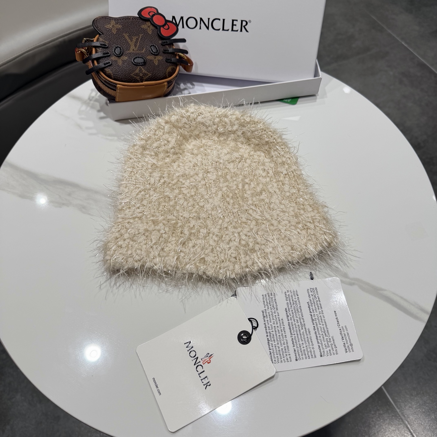 蒙口蝴蝶结毛绒渔夫帽子女2025新款冬季加厚保暖护耳针织帽大头围盆帽