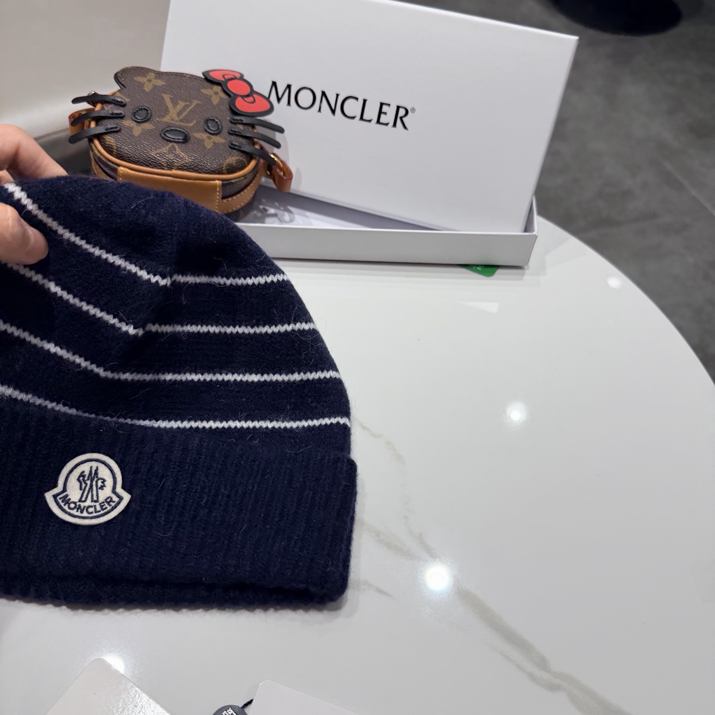 蒙口经典复古条纹彩色毛线帽毛球保暖护耳套头帽秋冬季时尚休闲百搭潮