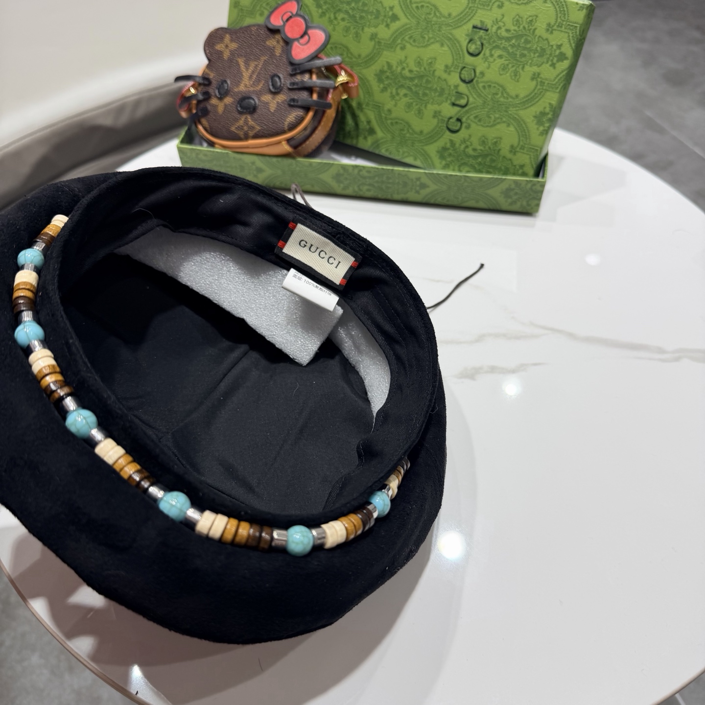 gucci古奇秋冬新款麂皮绒贝雷帽女波嬉风复古时尚显脸小报童帽画家帽男