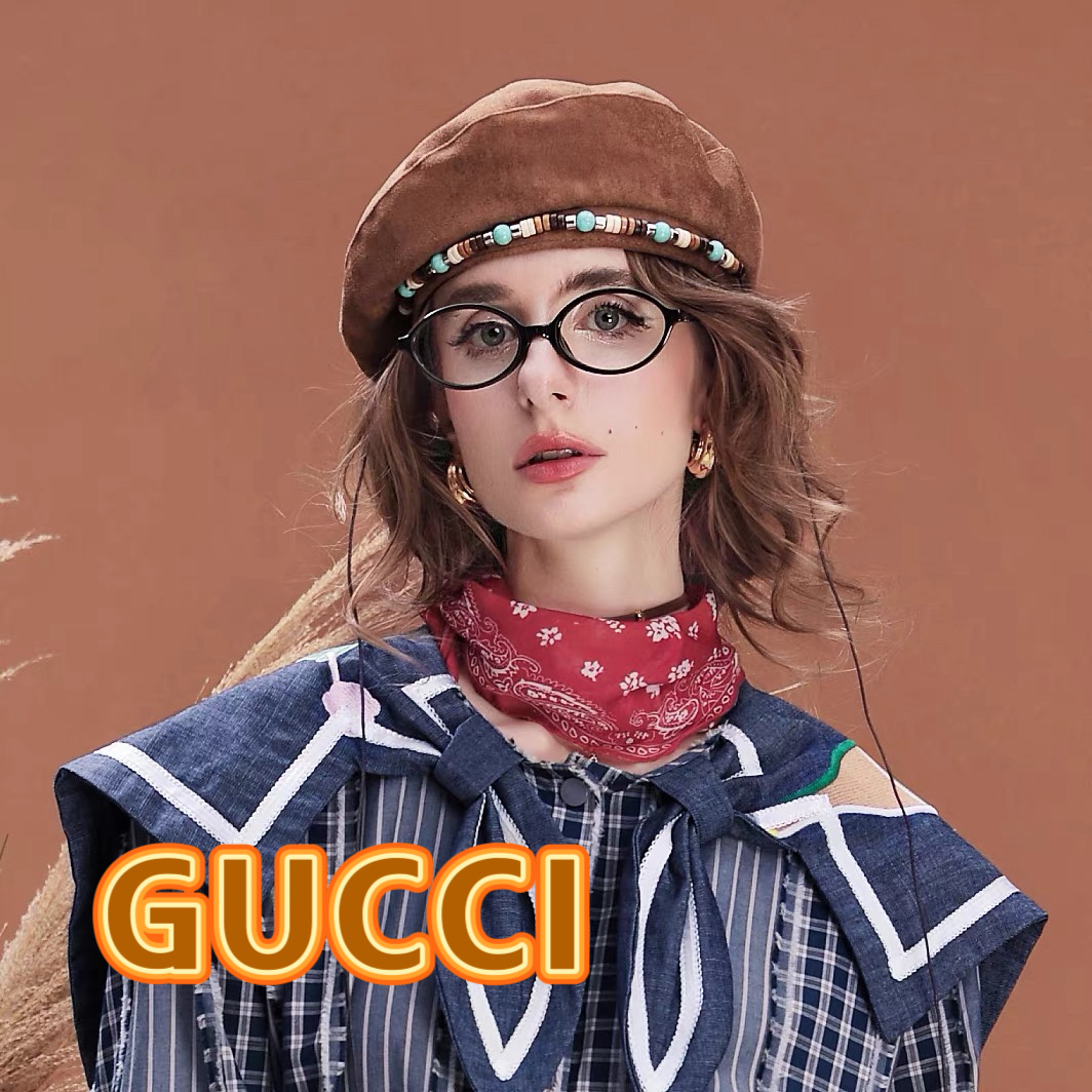 gucci古奇秋冬新款麂皮绒贝雷帽女波嬉风复古时尚显脸小报童帽画家帽男