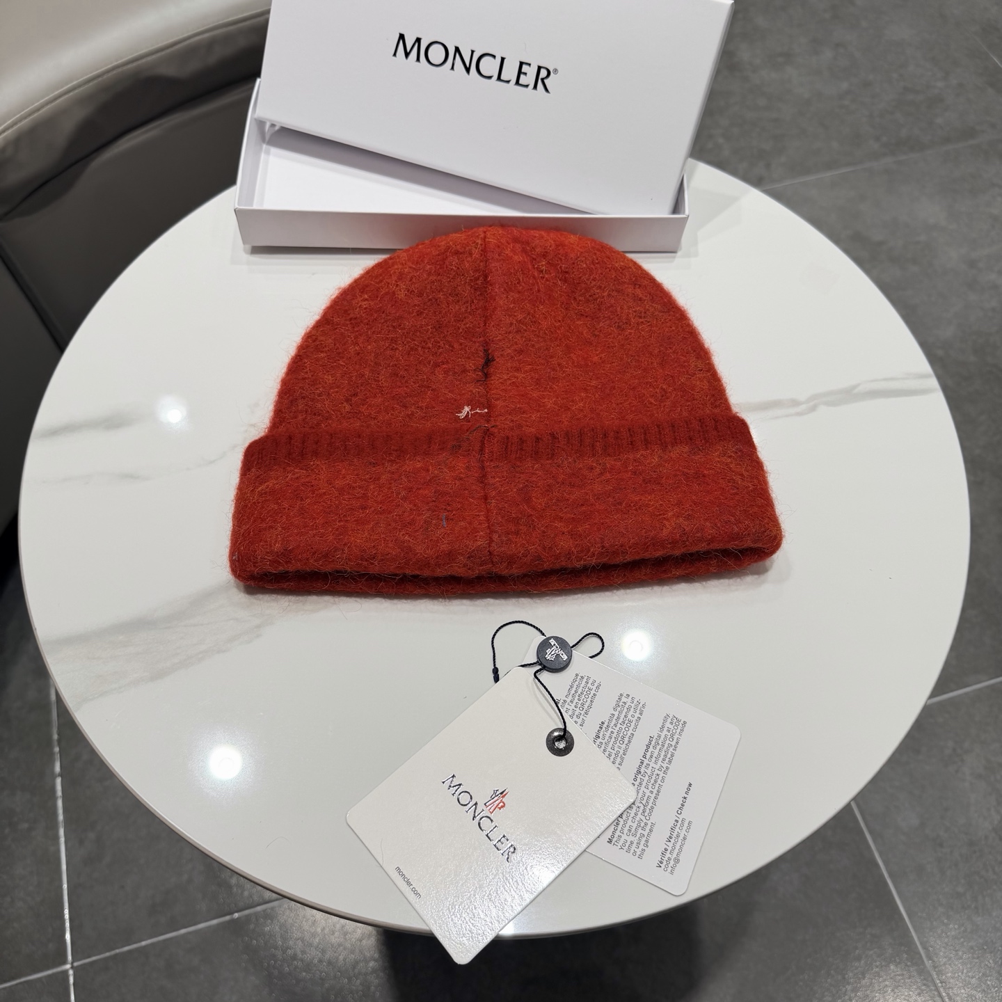 moncler韩系红色秋冬保暖针织包头护耳毛线帽百搭ins简约冷帽男女新款 