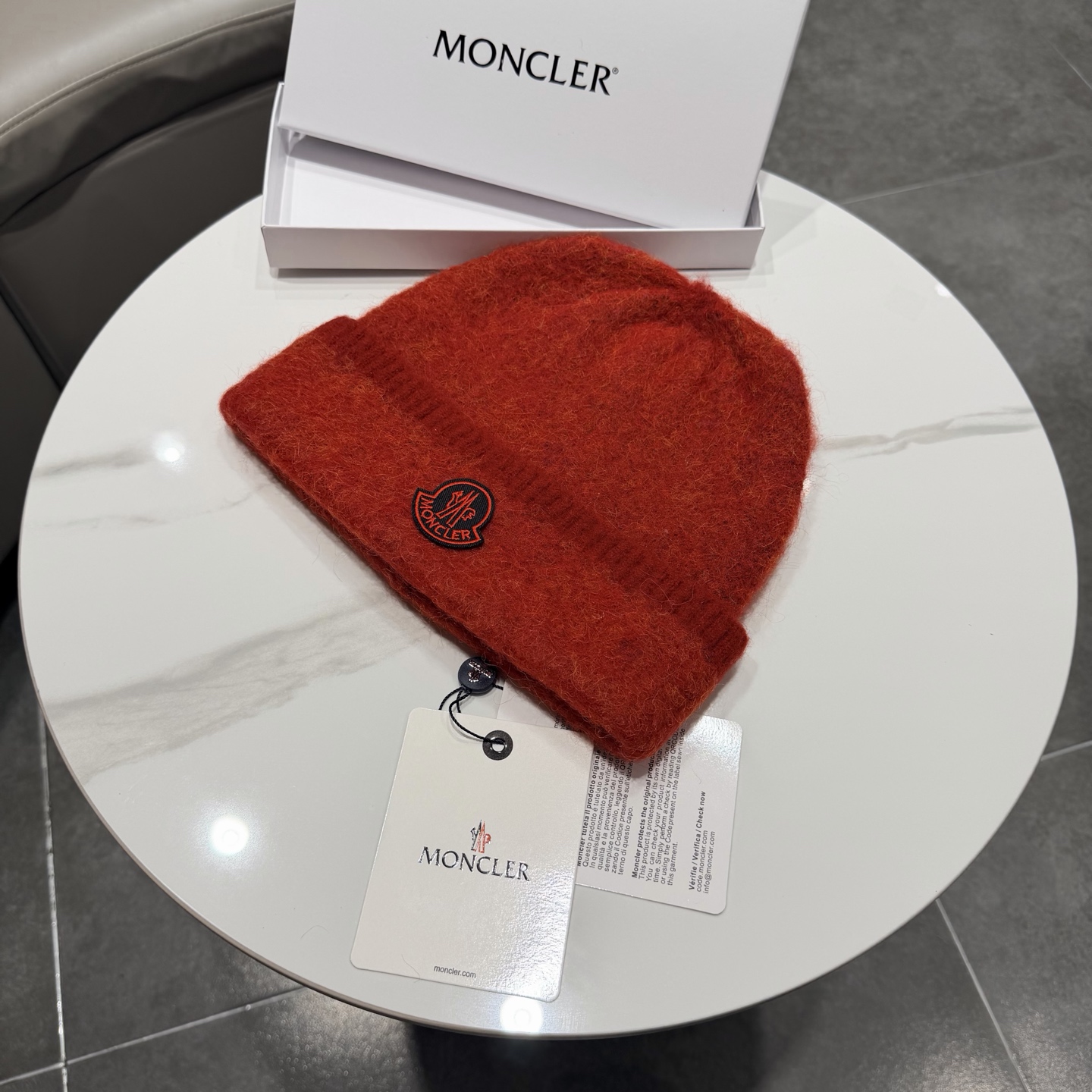 moncler韩系红色秋冬保暖针织包头护耳毛线帽百搭ins简约冷帽男女新款 