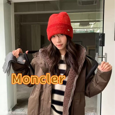 moncler韩系红色秋冬保暖针织包头护耳毛线帽百搭ins简约冷帽男女新款 moncler韩系红色秋冬保暖针织包头护耳毛线帽百搭ins简约冷帽男女新款