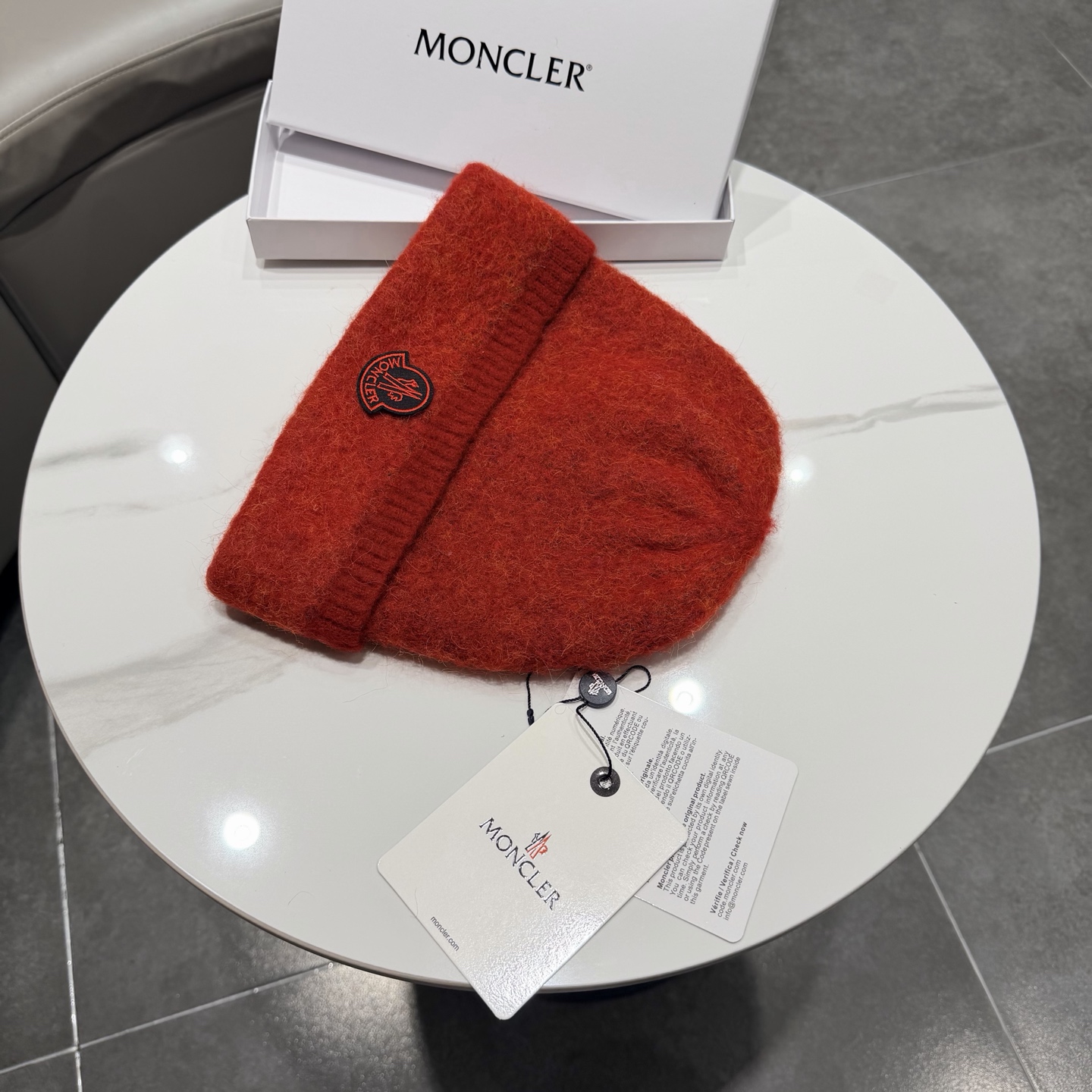 moncler韩系红色秋冬保暖针织包头护耳毛线帽百搭ins简约冷帽男女新款 