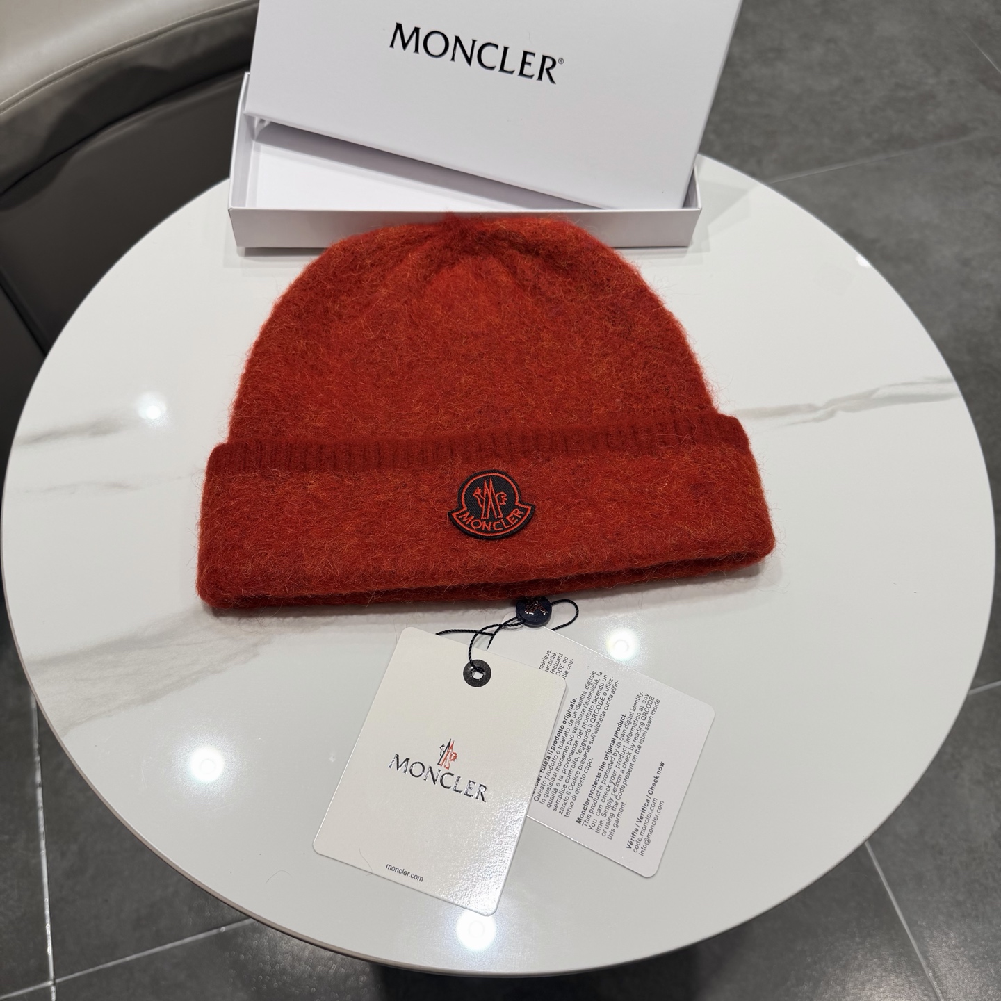 moncler韩系红色秋冬保暖针织包头护耳毛线帽百搭ins简约冷帽男女新款 