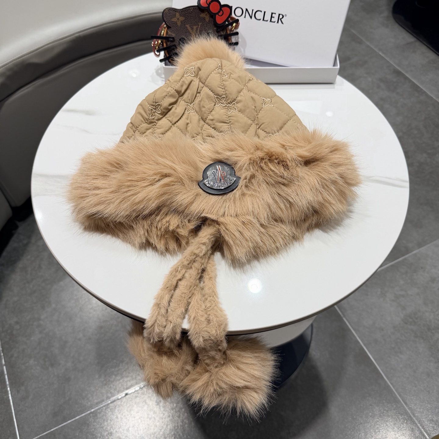 moncler毛绒帽子女秋冬加绒加厚渔夫帽保暖棉帽骑车防风护耳帽防寒雷锋帽