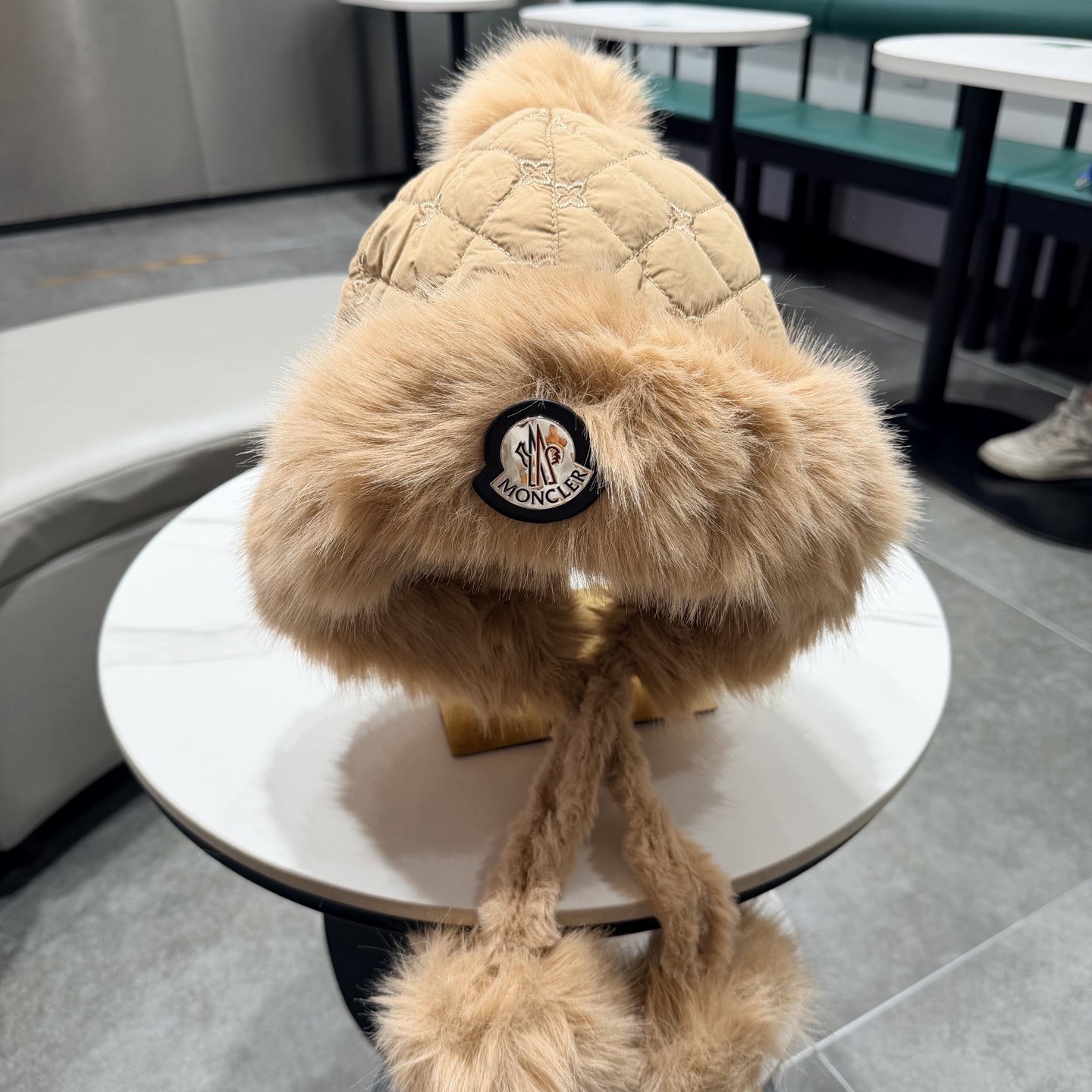 moncler毛绒帽子女秋冬加绒加厚渔夫帽保暖棉帽骑车防风护耳帽防寒雷锋帽