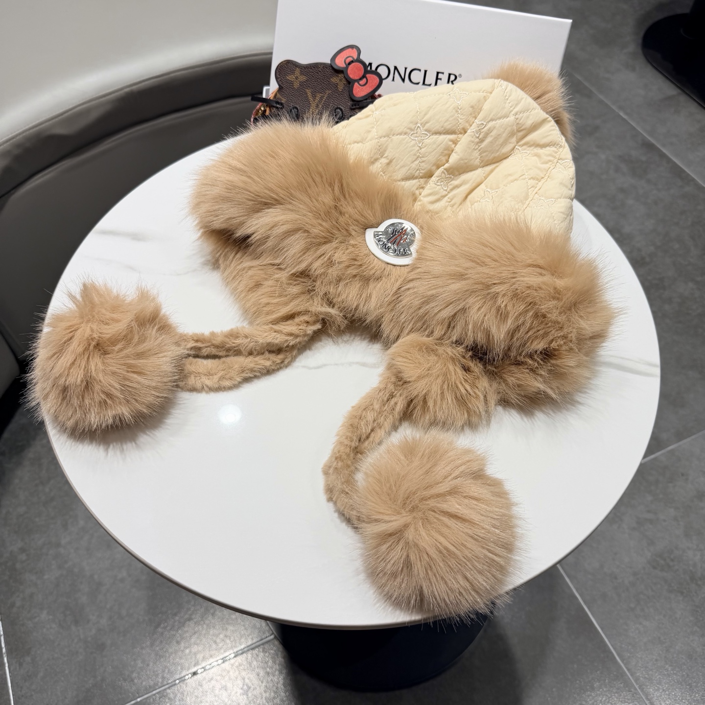 moncler毛绒帽子女秋冬加绒加厚渔夫帽保暖棉帽骑车防风护耳帽防寒雷锋帽