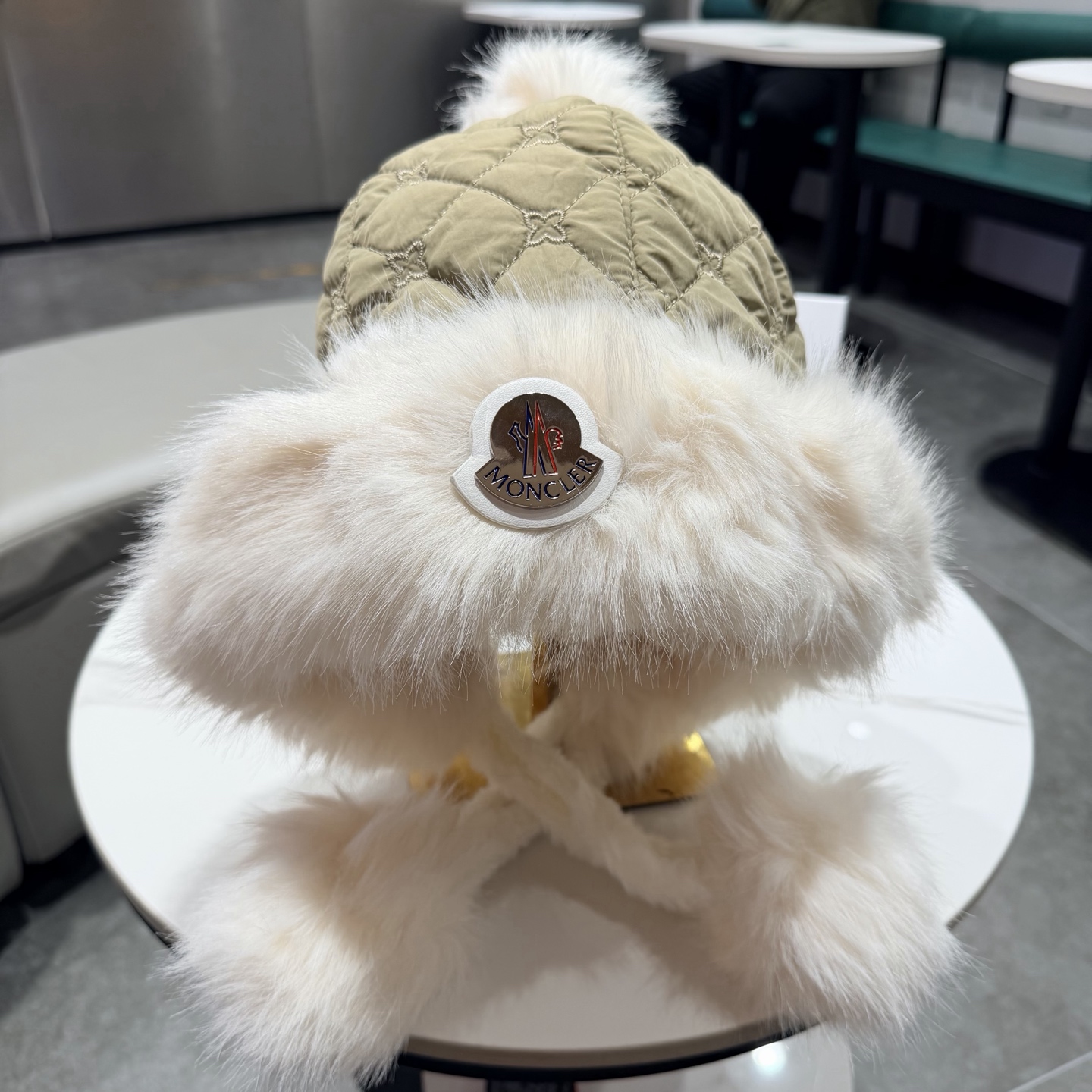 moncler毛绒帽子女秋冬加绒加厚渔夫帽保暖棉帽骑车防风护耳帽防寒雷锋帽