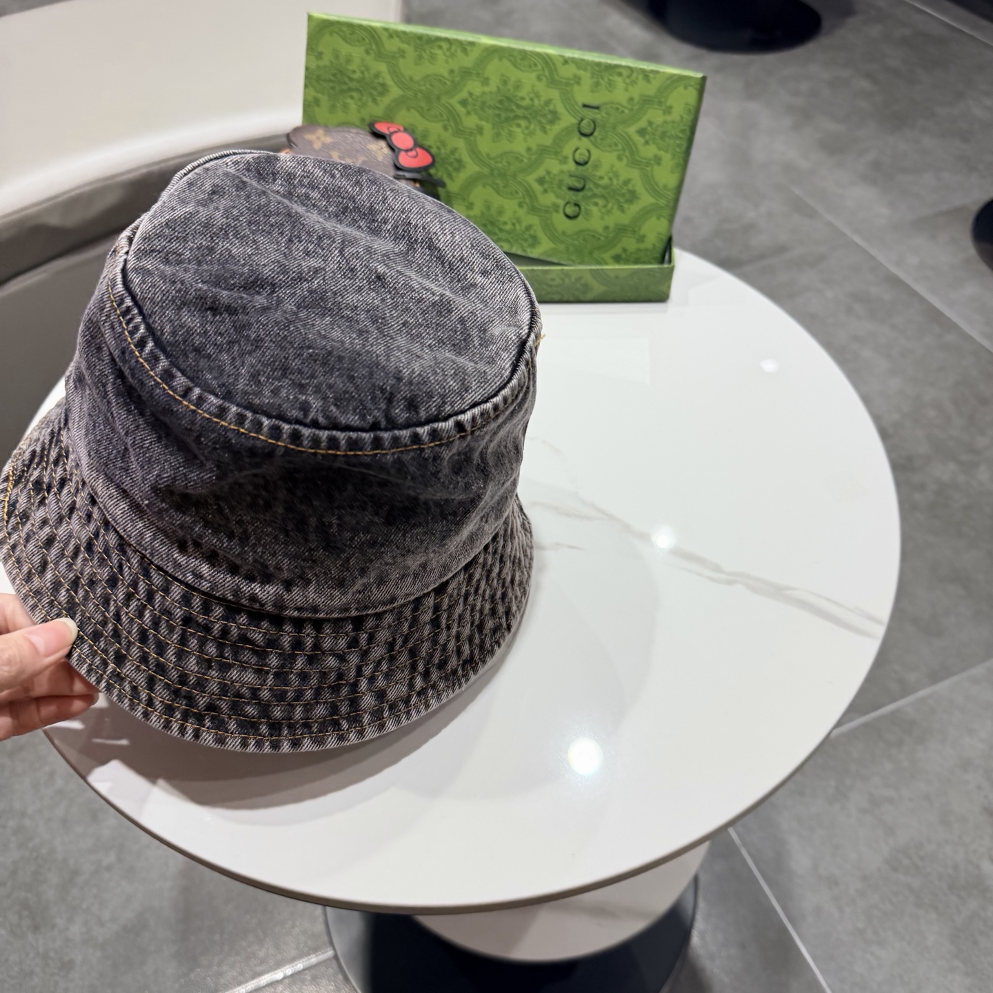 Gucc*古奇印花logo渔夫帽专柜暴热新单品，洗水牛仔面料，潮酷街头风男女必备