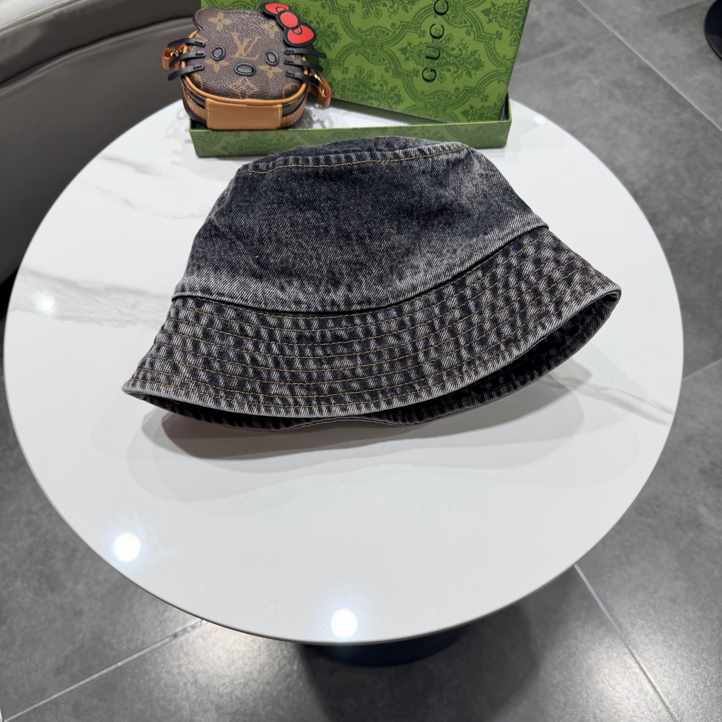 Gucc*古奇印花logo渔夫帽专柜暴热新单品，洗水牛仔面料，潮酷街头风男女必备