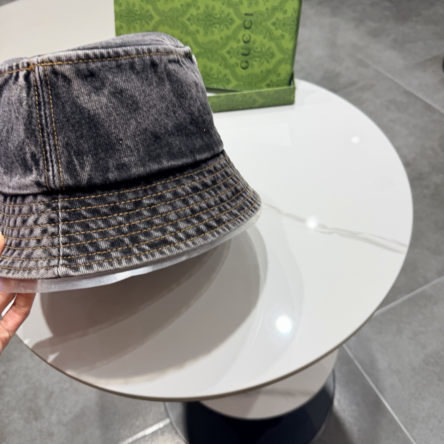 Gucc*古奇印花logo渔夫帽专柜暴热新单品，洗水牛仔面料，潮酷街头风男女必备