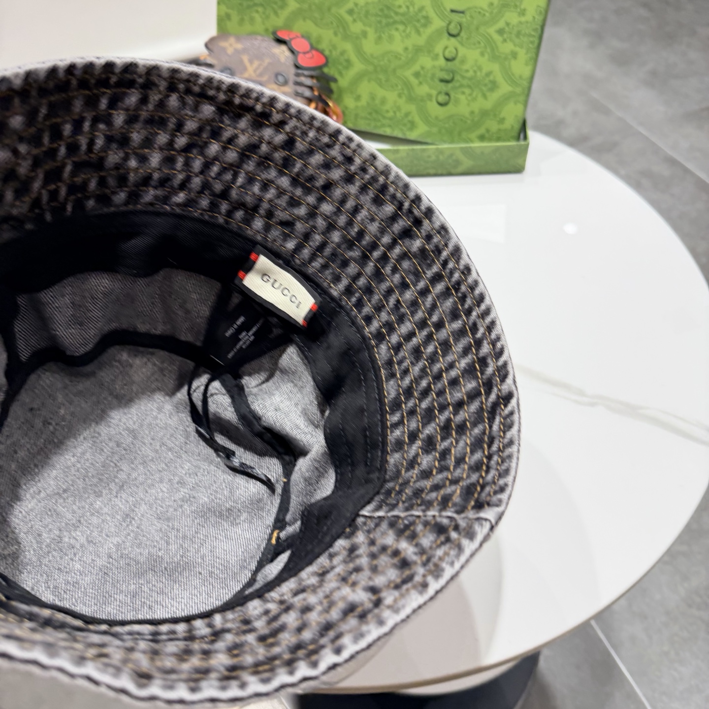 Gucc*古奇印花logo渔夫帽专柜暴热新单品，洗水牛仔面料，潮酷街头风男女必备