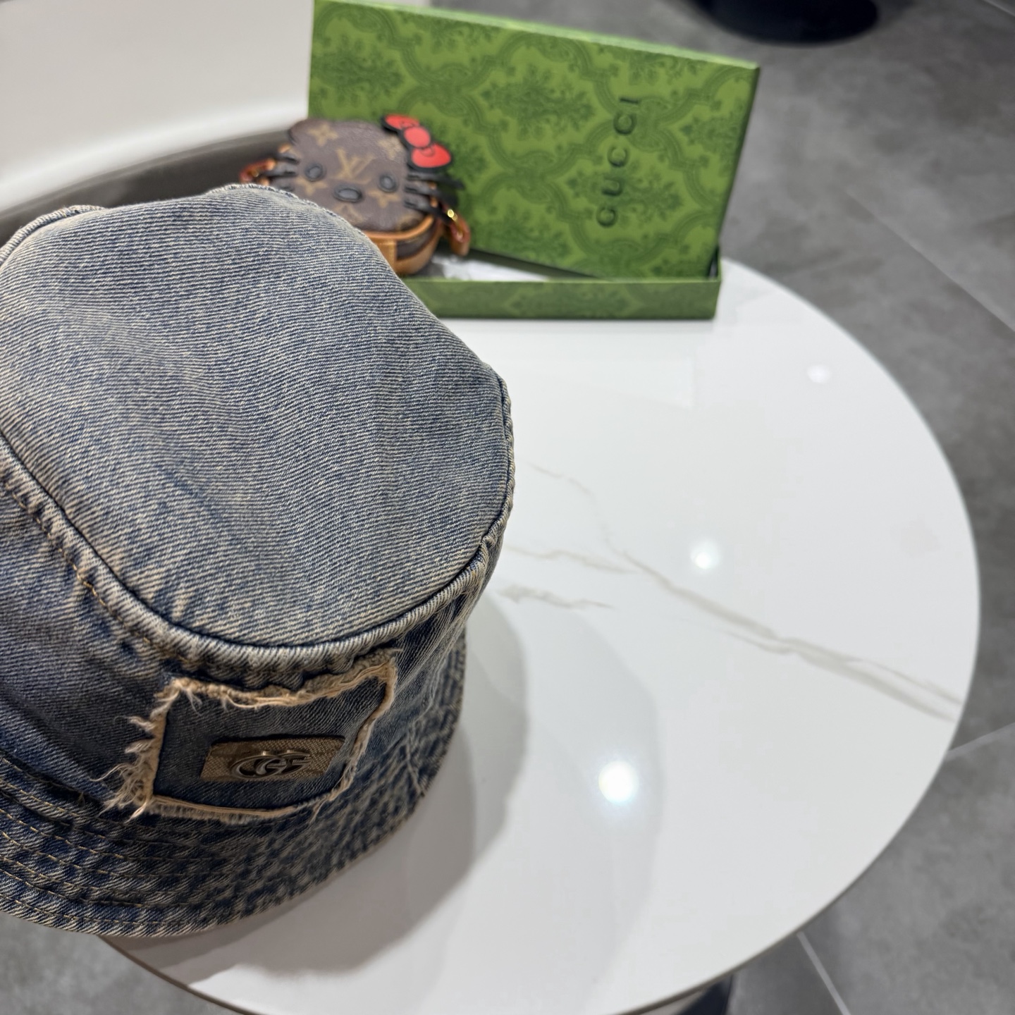 Gucc*古奇印花logo渔夫帽专柜暴热新单品，洗水牛仔面料，潮酷街头风男女必备