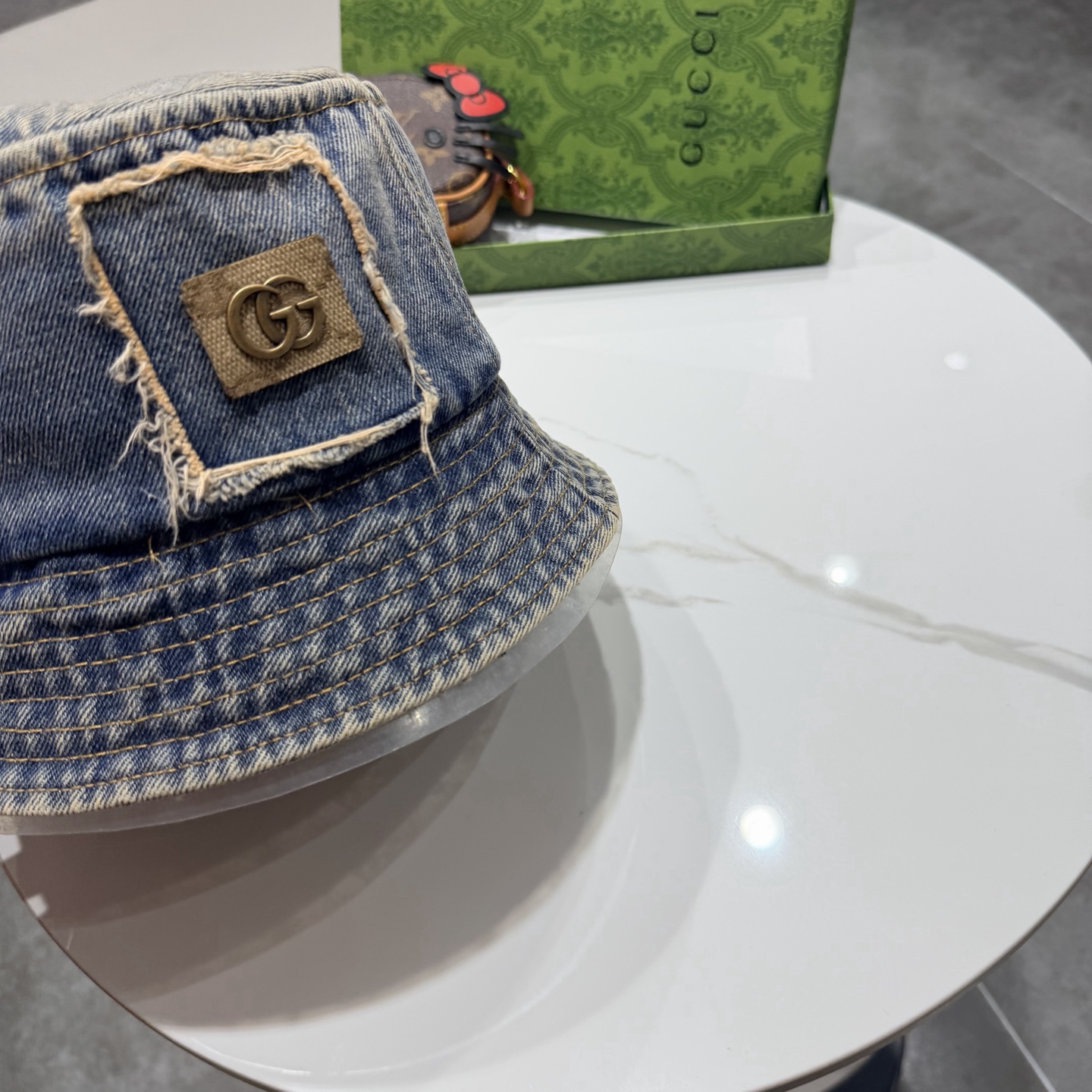 Gucc*古奇印花logo渔夫帽专柜暴热新单品，洗水牛仔面料，潮酷街头风男女必备