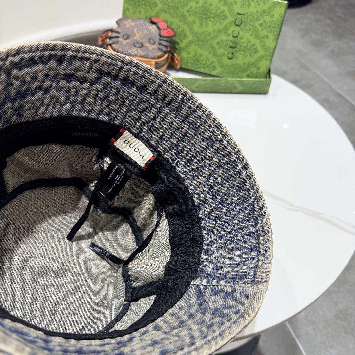 Gucc*古奇印花logo渔夫帽专柜暴热新单品，洗水牛仔面料，潮酷街头风男女必备