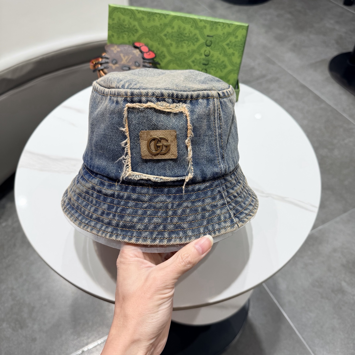 Gucc*古奇印花logo渔夫帽专柜暴热新单品，洗水牛仔面料，潮酷街头风男女必备
