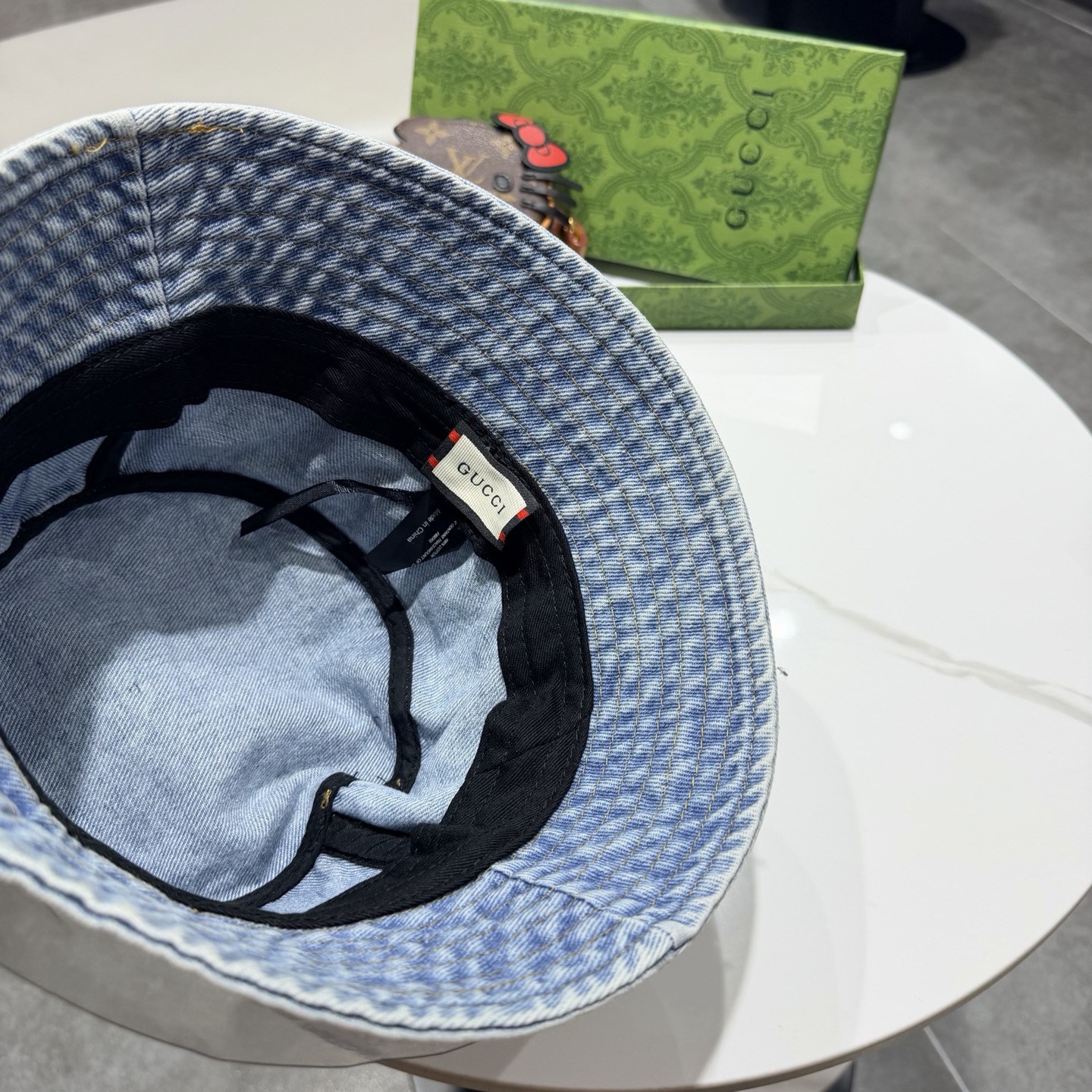 Gucc*古奇印花logo渔夫帽专柜暴热新单品，洗水牛仔面料，潮酷街头风男女必备