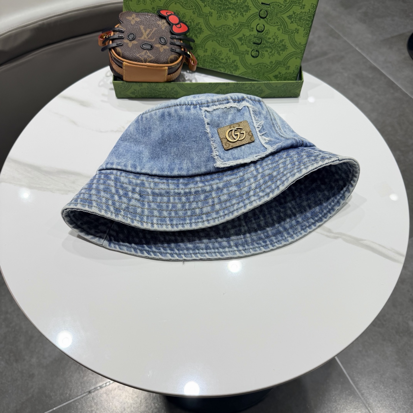 Gucc*古奇印花logo渔夫帽专柜暴热新单品，洗水牛仔面料，潮酷街头风男女必备