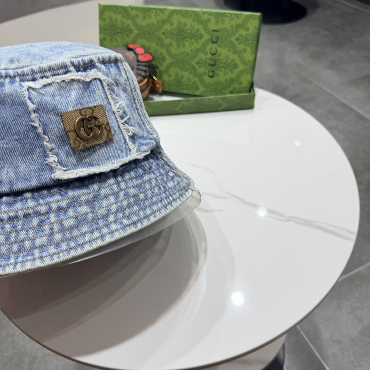 Gucc*古奇印花logo渔夫帽专柜暴热新单品，洗水牛仔面料，潮酷街头风男女必备