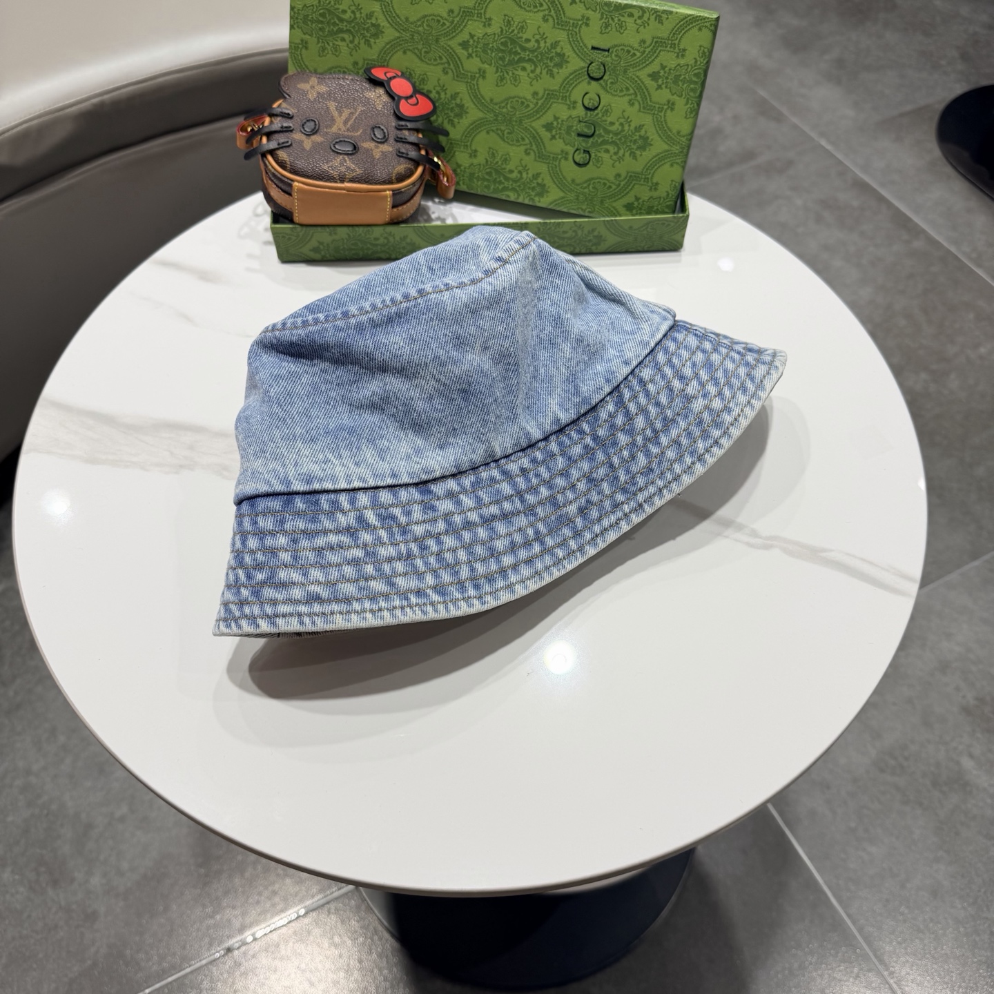 Gucc*古奇印花logo渔夫帽专柜暴热新单品，洗水牛仔面料，潮酷街头风男女必备