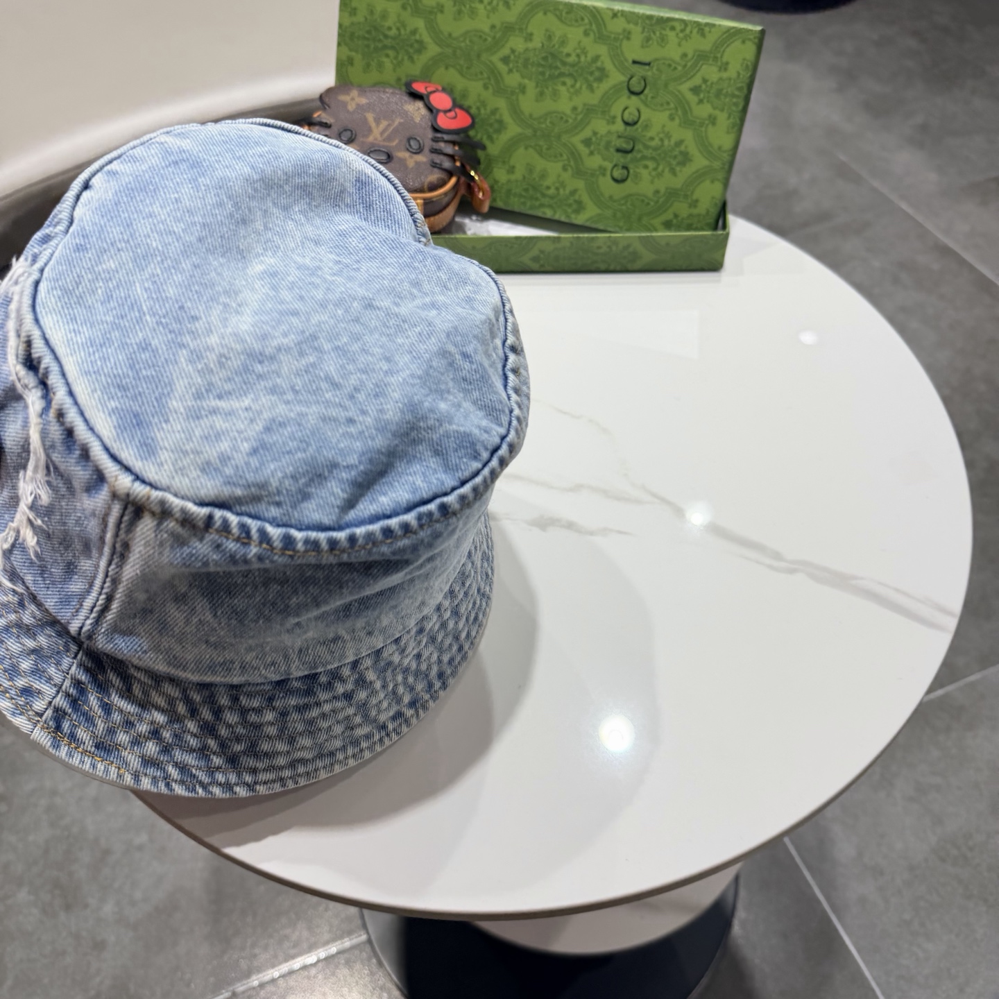 Gucc*古奇印花logo渔夫帽专柜暴热新单品，洗水牛仔面料，潮酷街头风男女必备