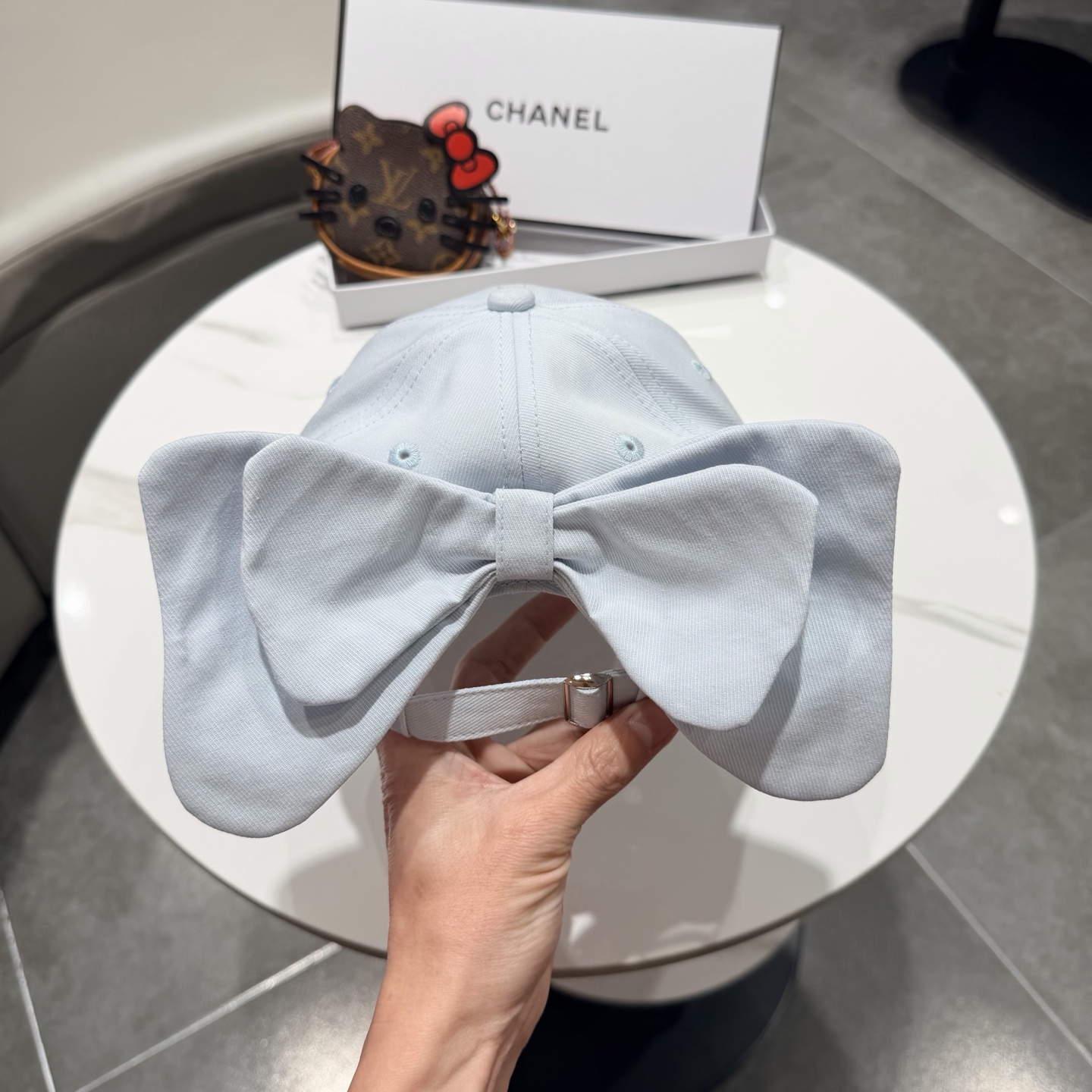 chanel香奈儿蝴蝶结棒球帽女夏季新款甜美可爱大头围遮阳显脸小大檐防晒鸭舌帽