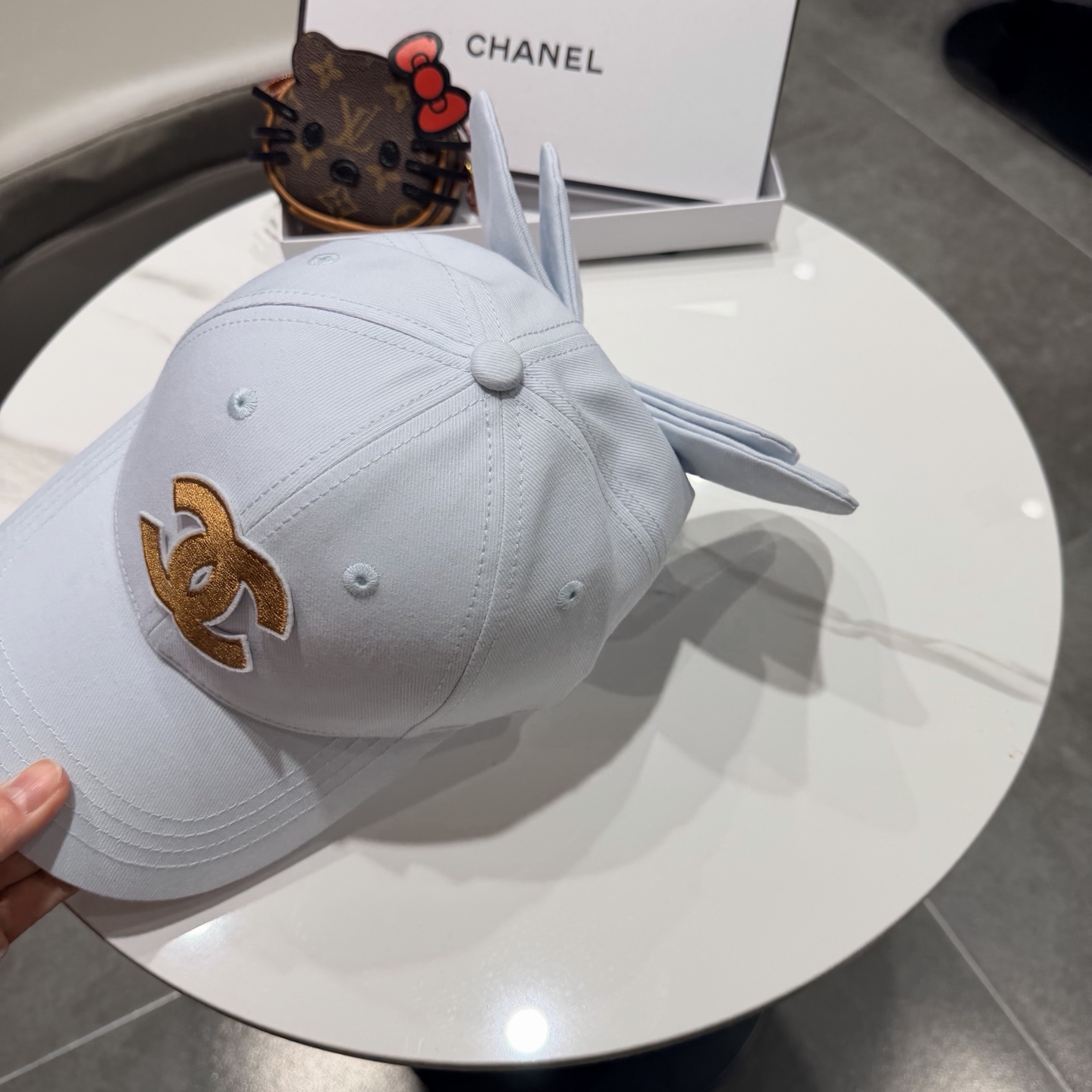 chanel香奈儿蝴蝶结棒球帽女夏季新款甜美可爱大头围遮阳显脸小大檐防晒鸭舌帽