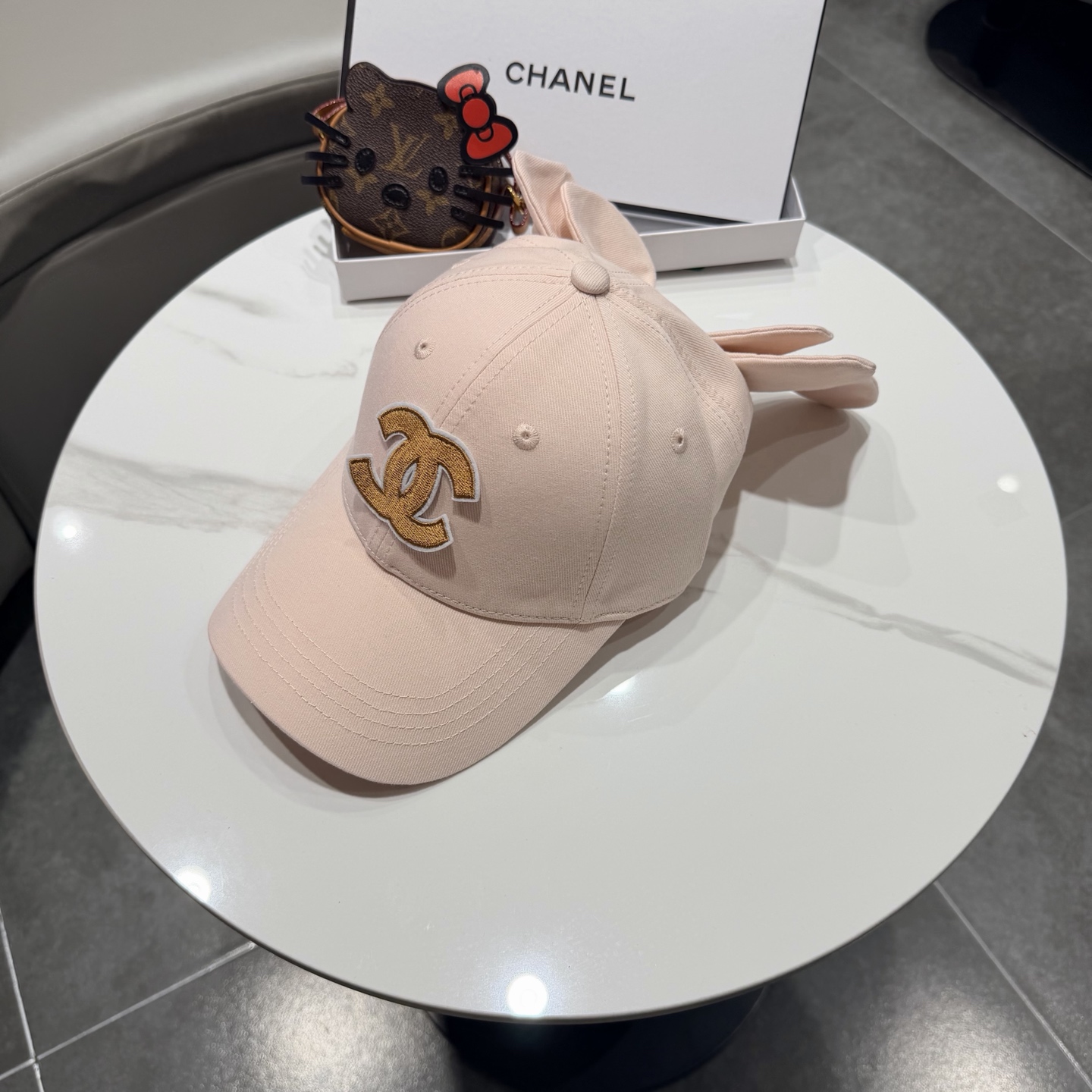 chanel香奈儿蝴蝶结棒球帽女夏季新款甜美可爱大头围遮阳显脸小大檐防晒鸭舌帽