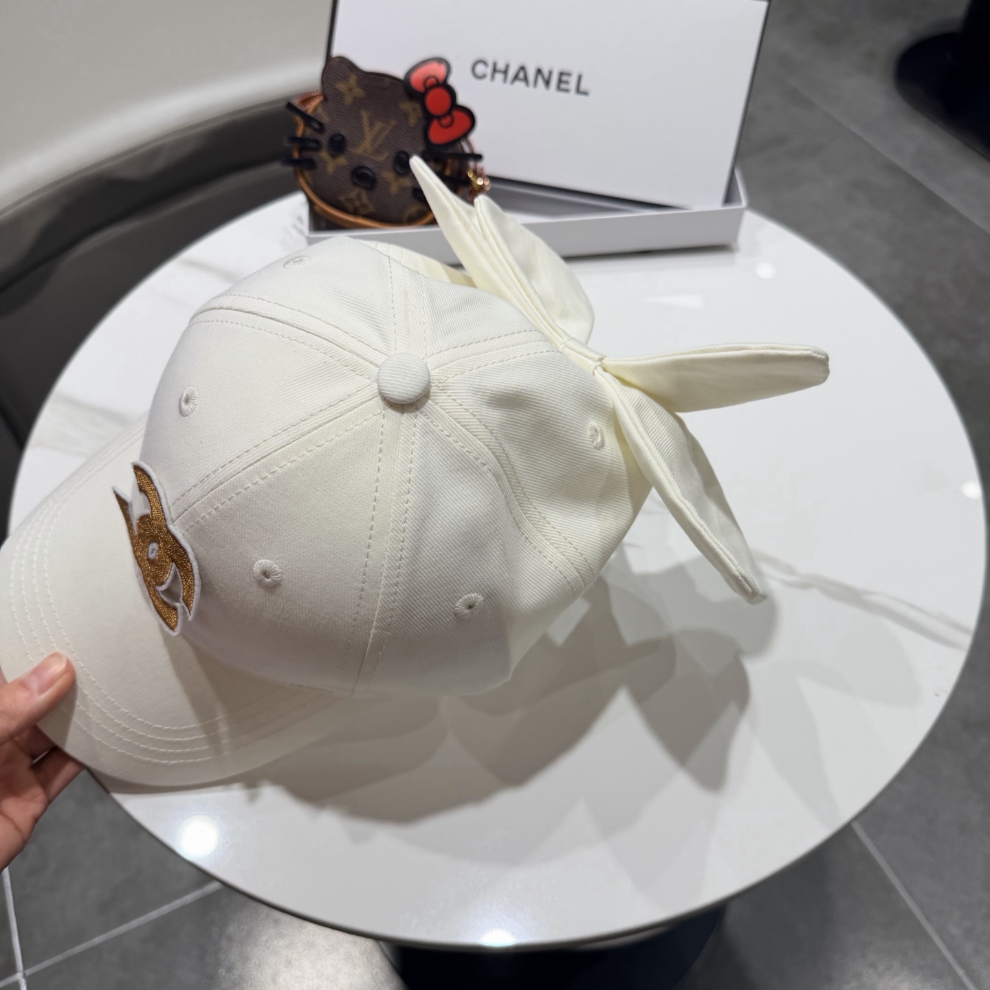 chanel香奈儿蝴蝶结棒球帽女夏季新款甜美可爱大头围遮阳显脸小大檐防晒鸭舌帽