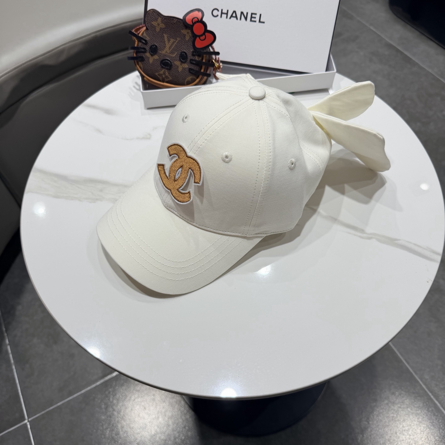 chanel香奈儿蝴蝶结棒球帽女夏季新款甜美可爱大头围遮阳显脸小大檐防晒鸭舌帽
