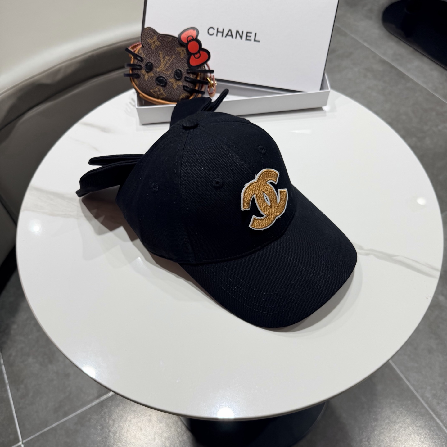 chanel香奈儿蝴蝶结棒球帽女夏季新款甜美可爱大头围遮阳显脸小大檐防晒鸭舌帽