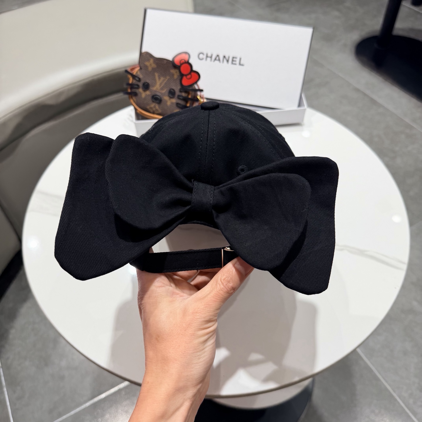 chanel香奈儿蝴蝶结棒球帽女夏季新款甜美可爱大头围遮阳显脸小大檐防晒鸭舌帽
