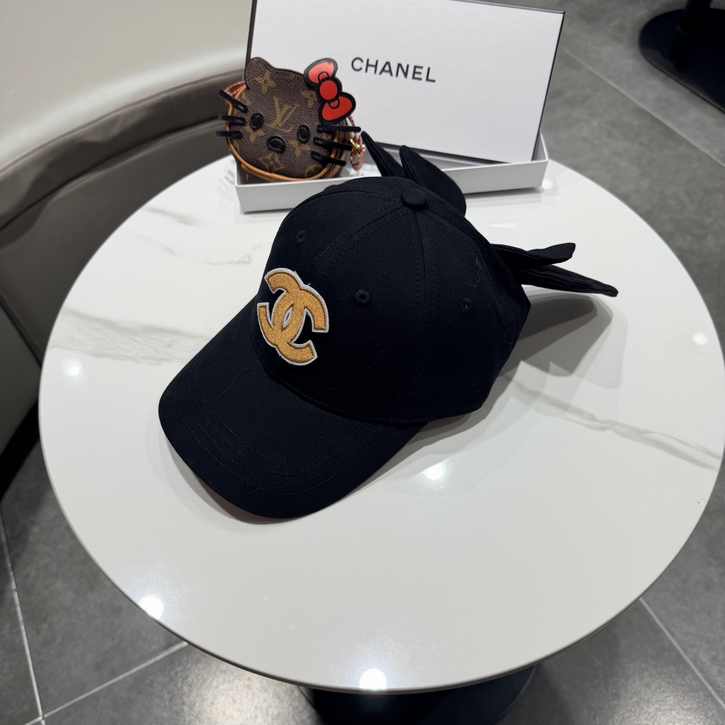 chanel香奈儿蝴蝶结棒球帽女夏季新款甜美可爱大头围遮阳显脸小大檐防晒鸭舌帽