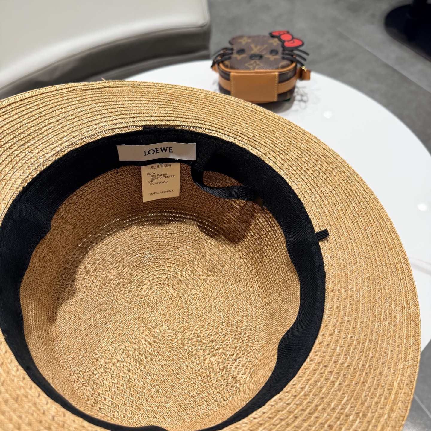 罗意威风复古平顶帽子女夏季防晒草帽国潮平沿帽海边度假百搭遮阳帽