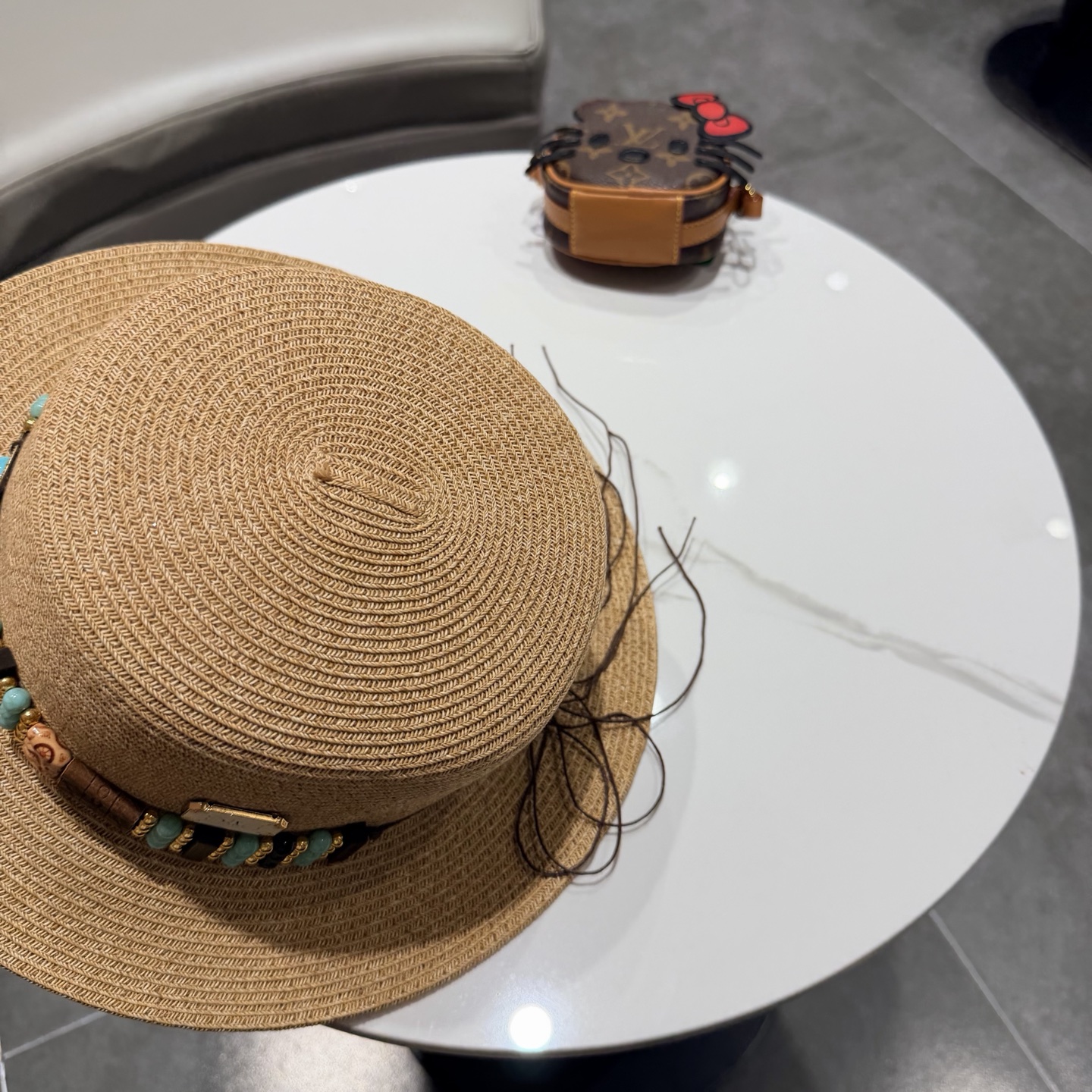 罗意威风复古平顶帽子女夏季防晒草帽国潮平沿帽海边度假百搭遮阳帽