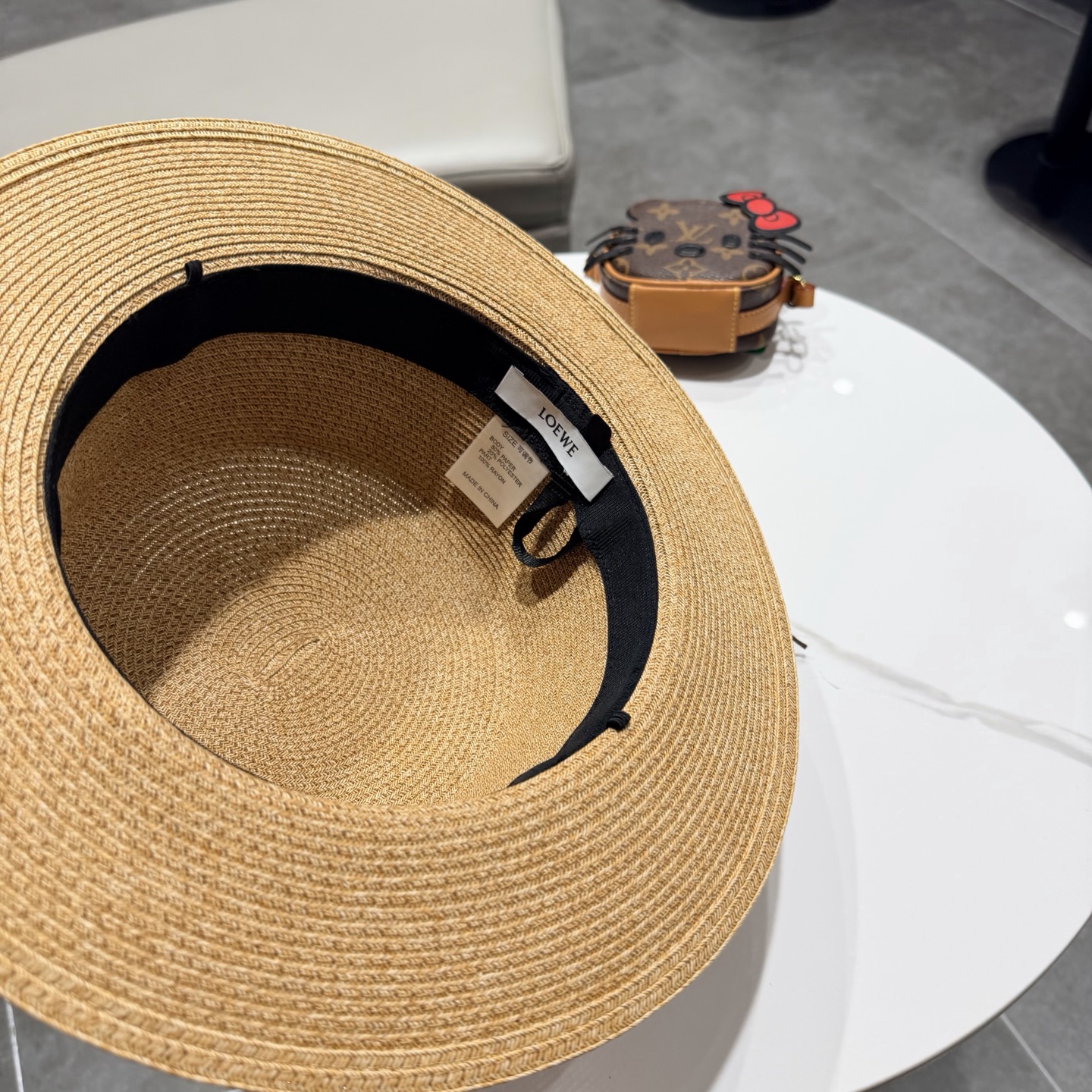 罗意威风复古平顶帽子女夏季防晒草帽国潮平沿帽海边度假百搭遮阳帽