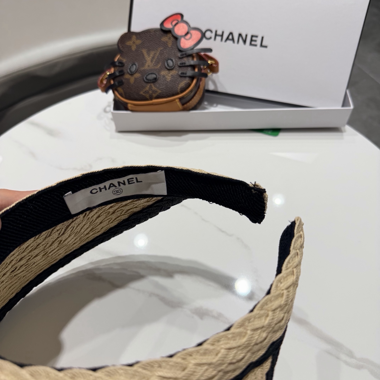 chanel香奈儿拼色草编空顶帽子女夏天出游防晒遮阳草帽海边沙滩帽夏显脸小