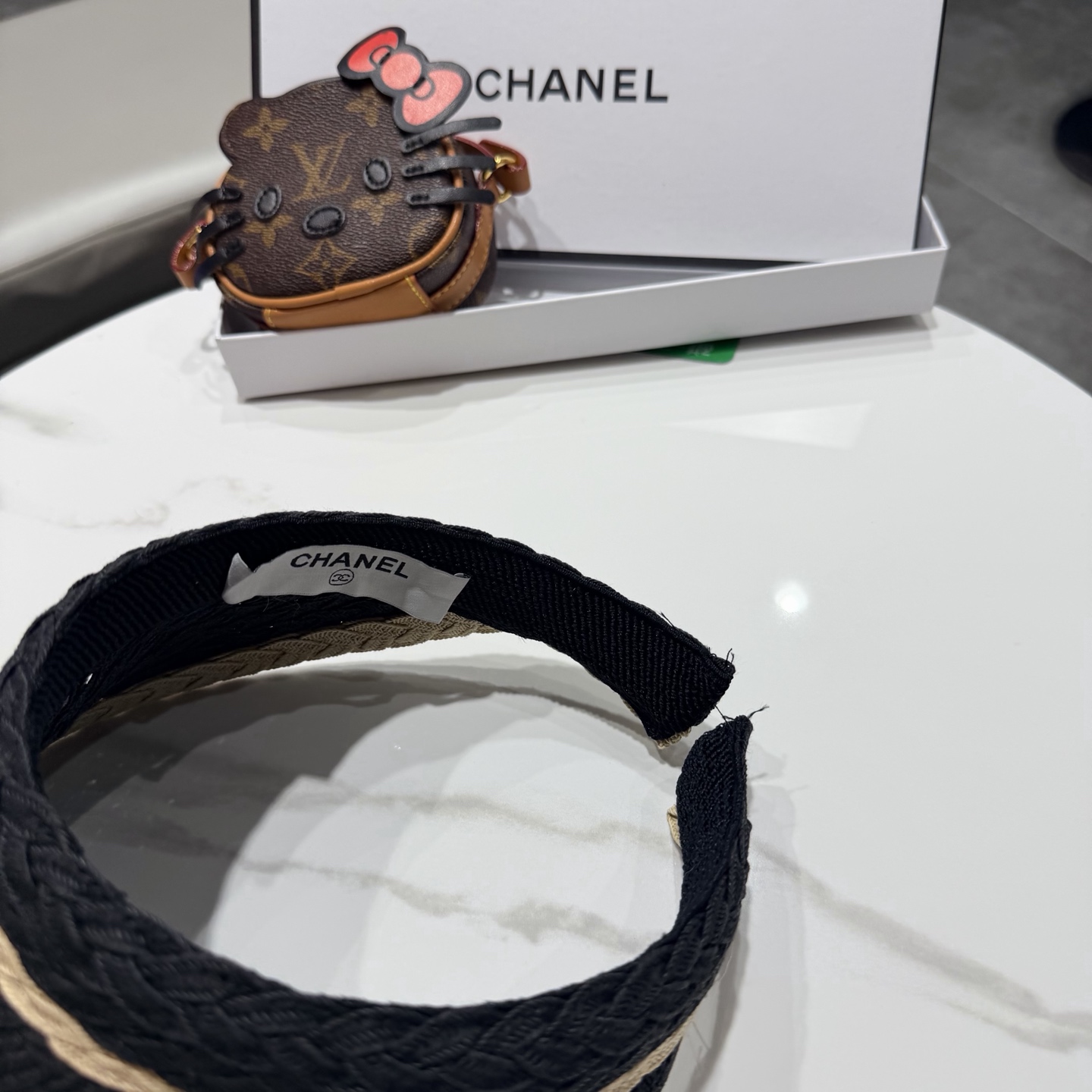 chanel香奈儿拼色草编空顶帽子女夏天出游防晒遮阳草帽海边沙滩帽夏显脸小