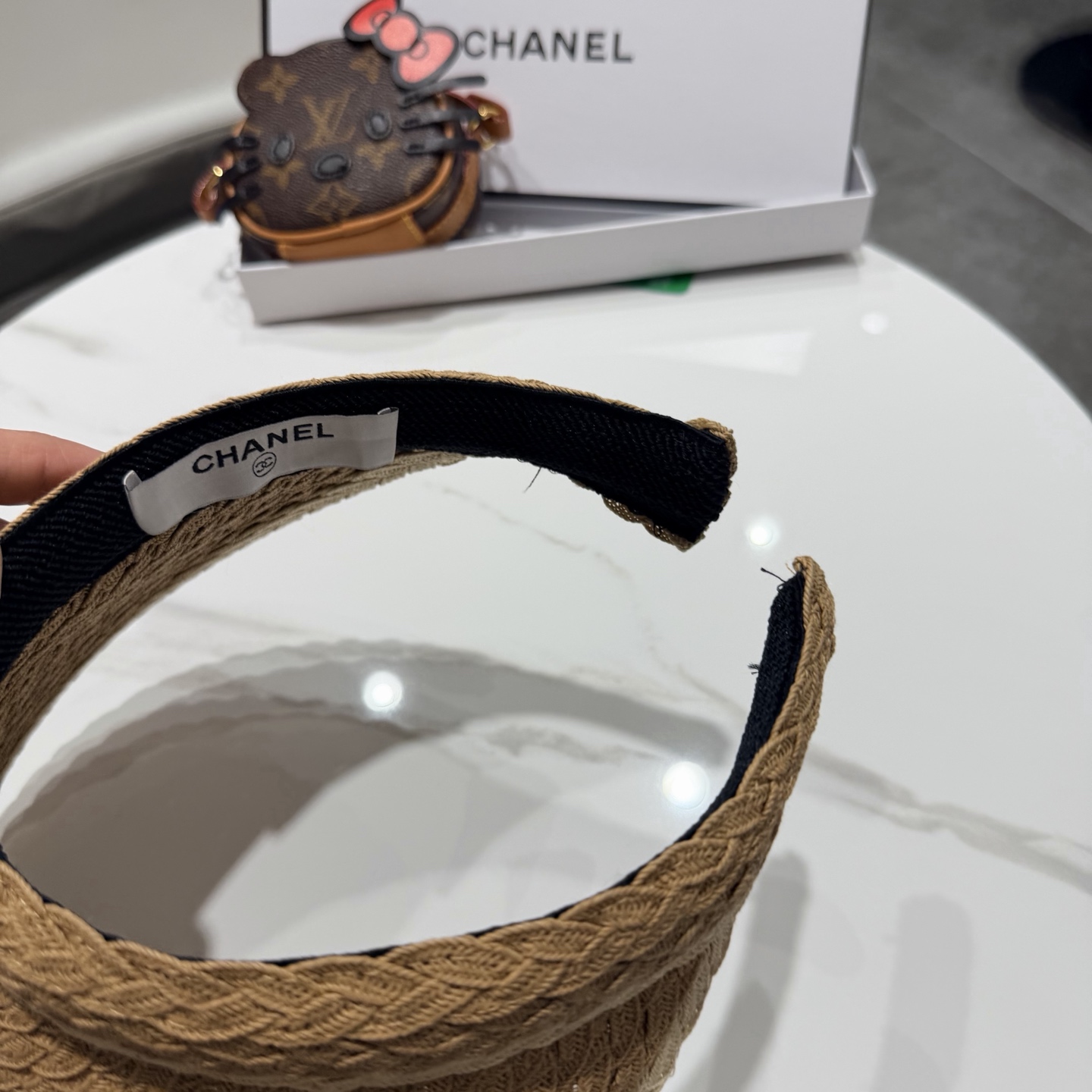 chanel香奈儿拼色草编空顶帽子女夏天出游防晒遮阳草帽海边沙滩帽夏显脸小