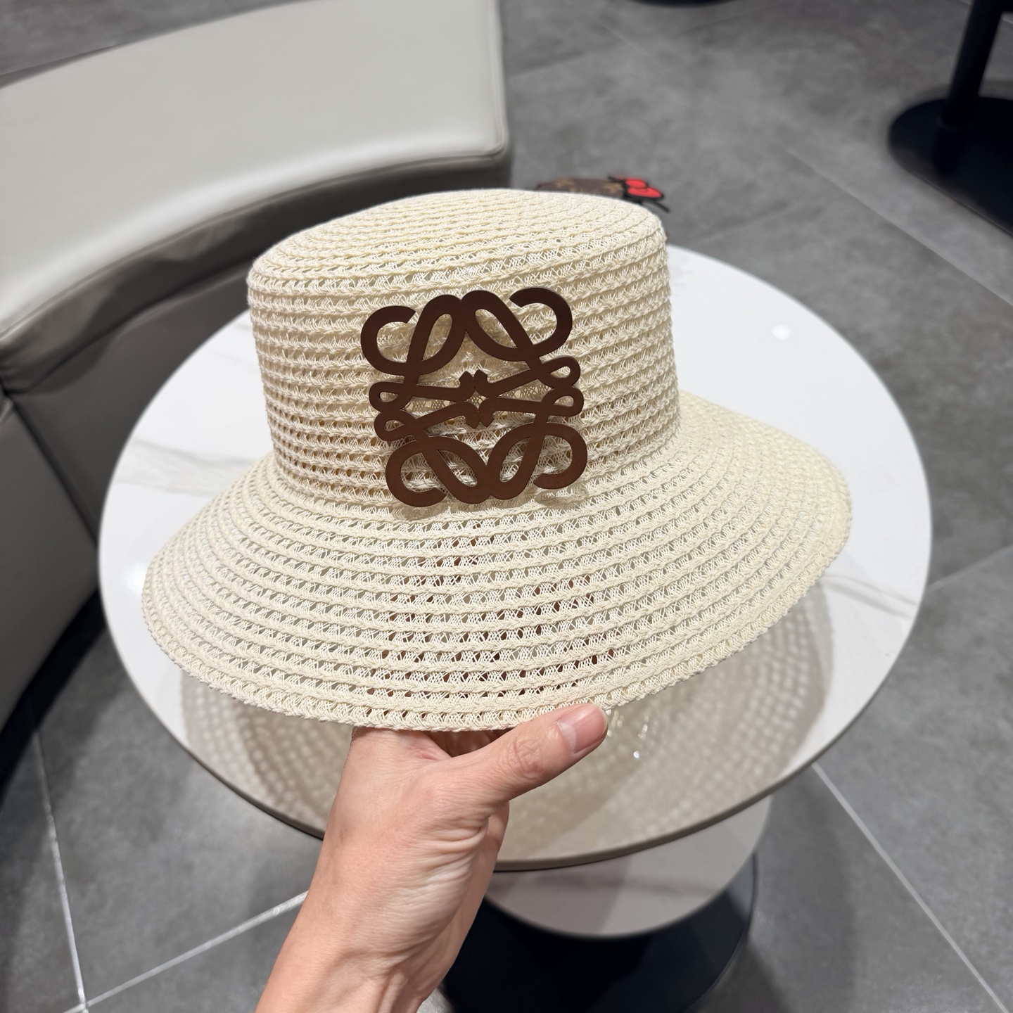 罗意威草帽，遮阳盆帽，可折叠，高级定制，头围57cm。